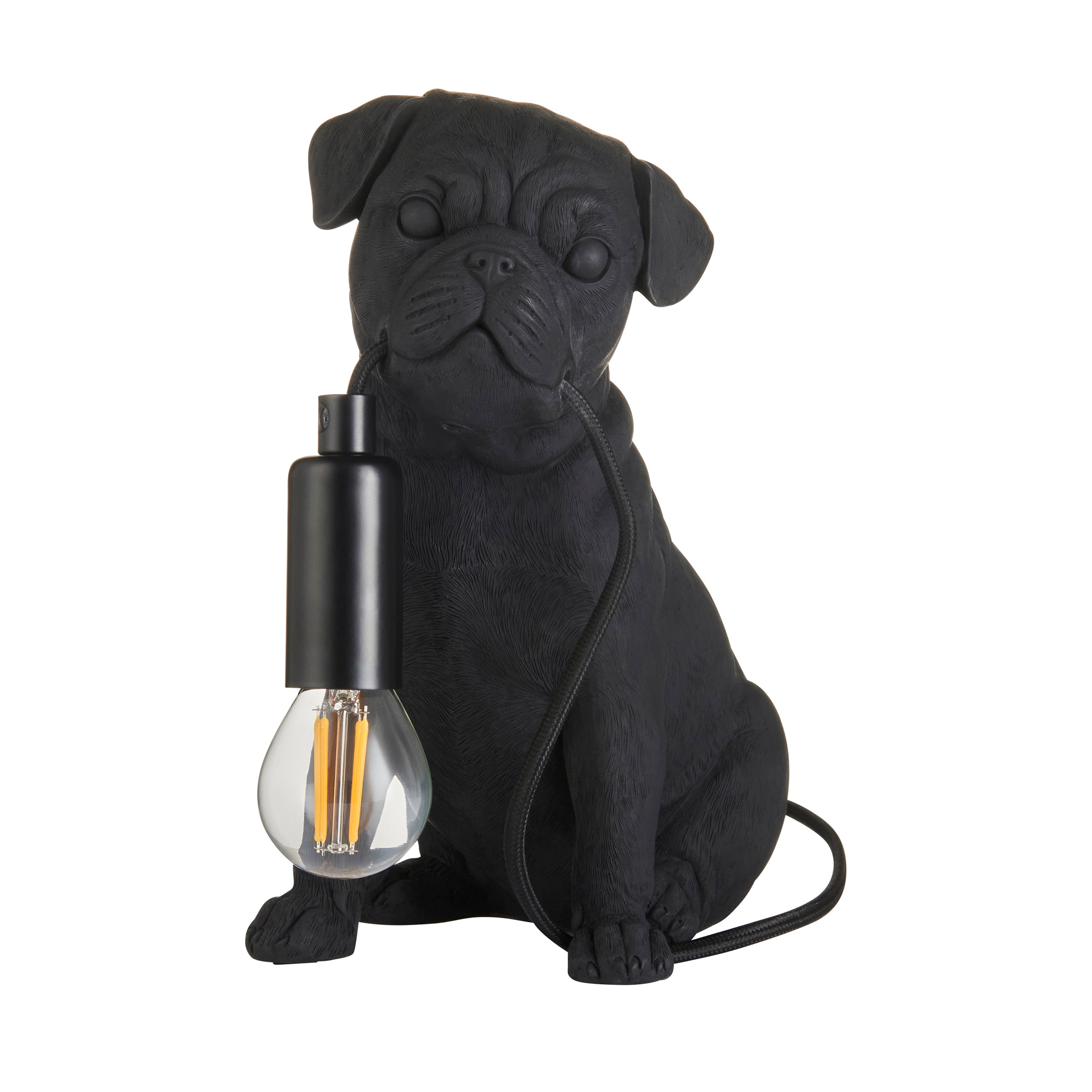 Endon Pug Puppy 1 Light Table Lamp - Matt Black