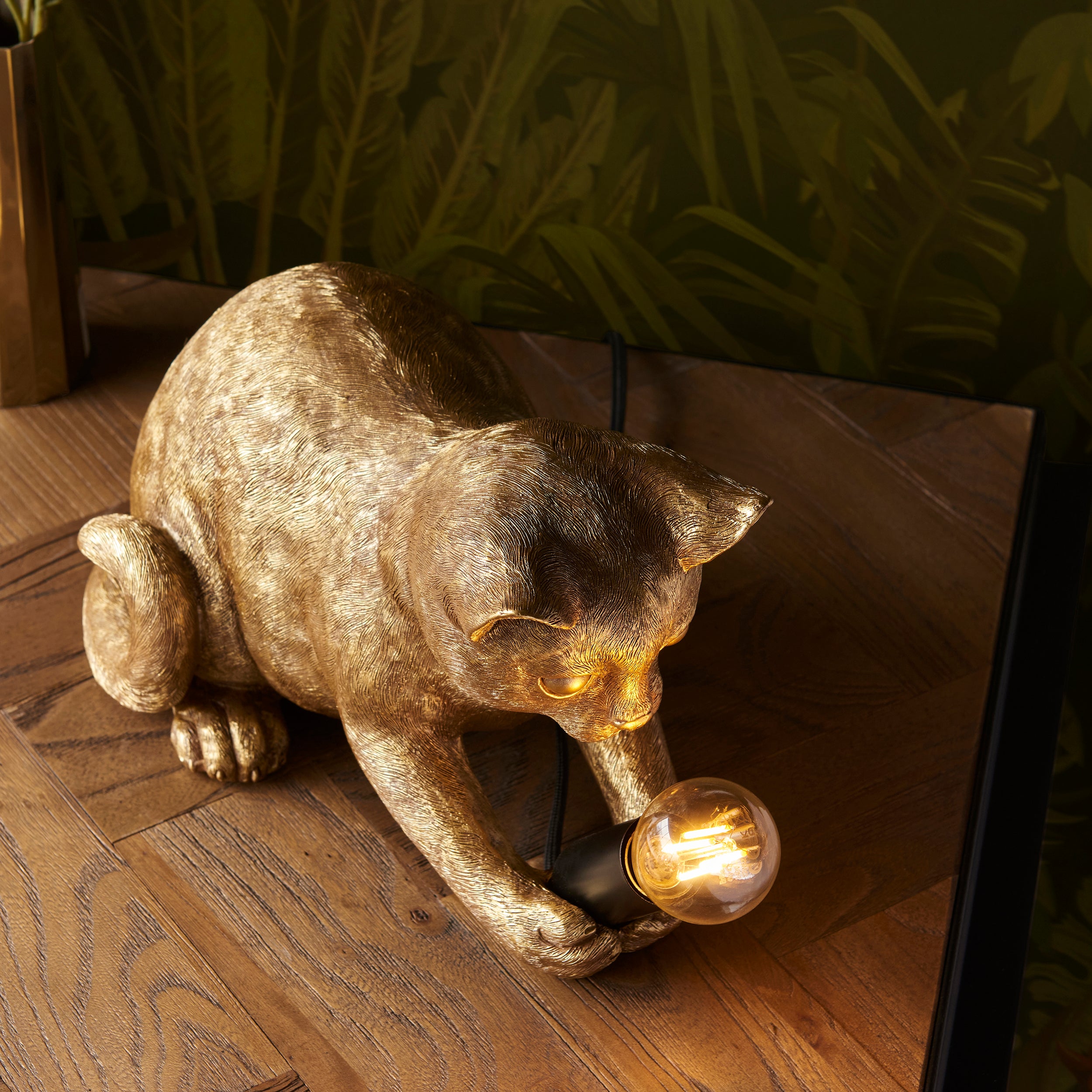 Endon Kitten 1 Light Table Lamp - Vintage Gold & Matt Black