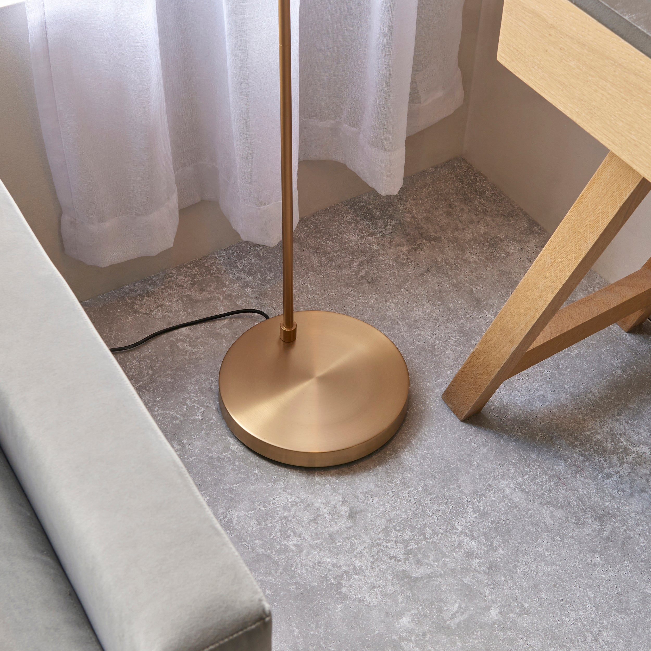 Endon Karna New Single Floor Light - Warm Antique Brass Plate