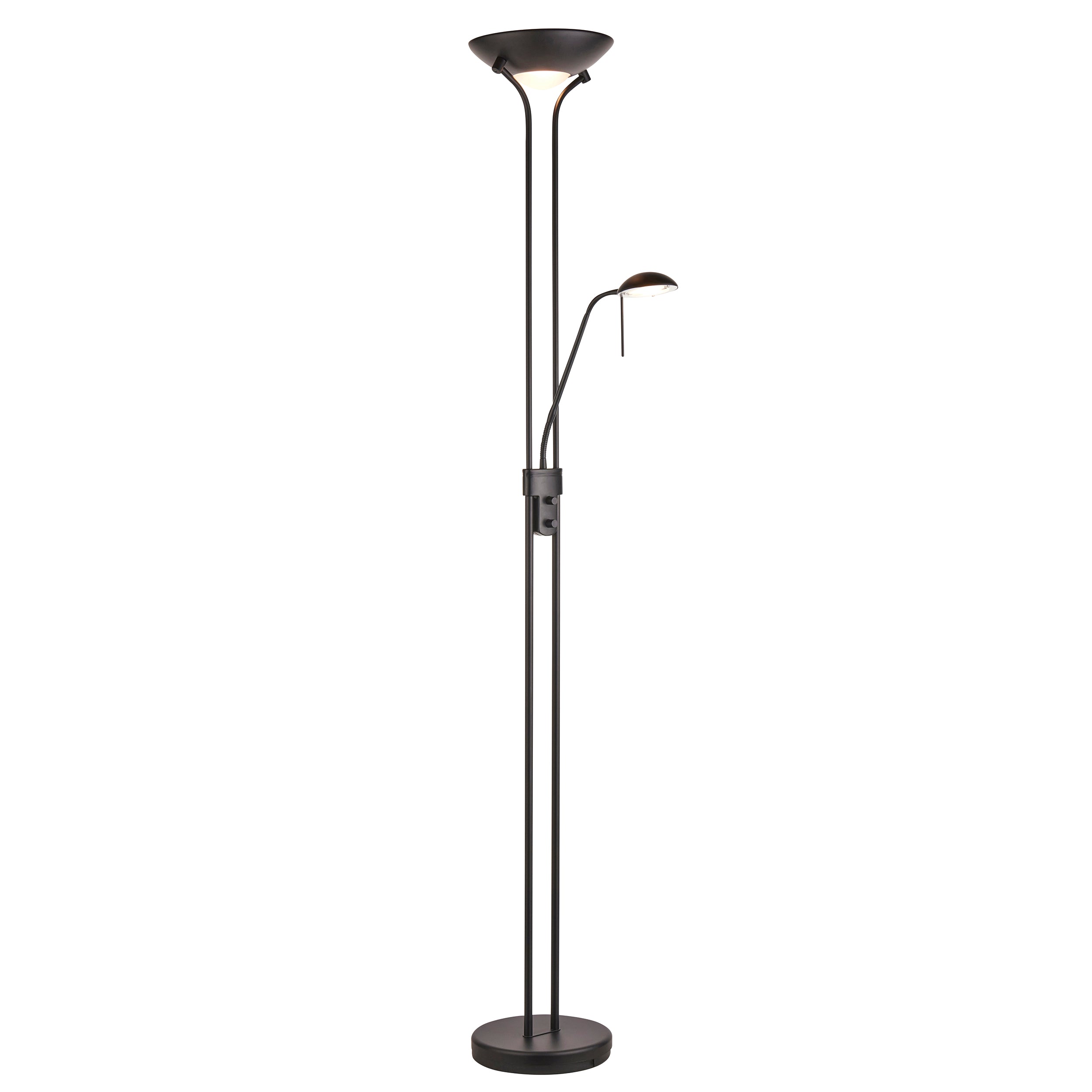 Endon Rome Floor Lamp - Matt Black & Opal Glass