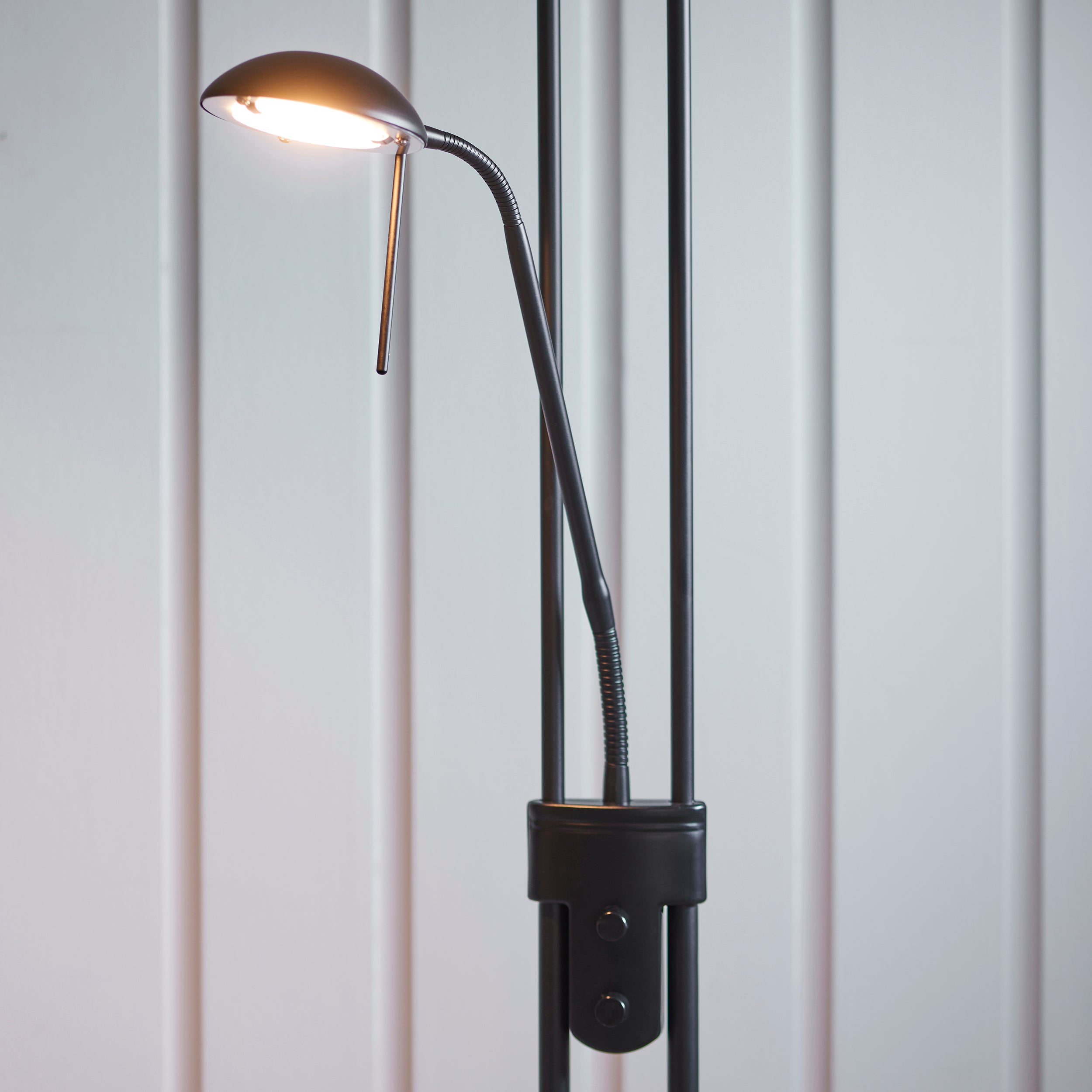 Endon Rome Floor Lamp - Matt Black & Opal Glass