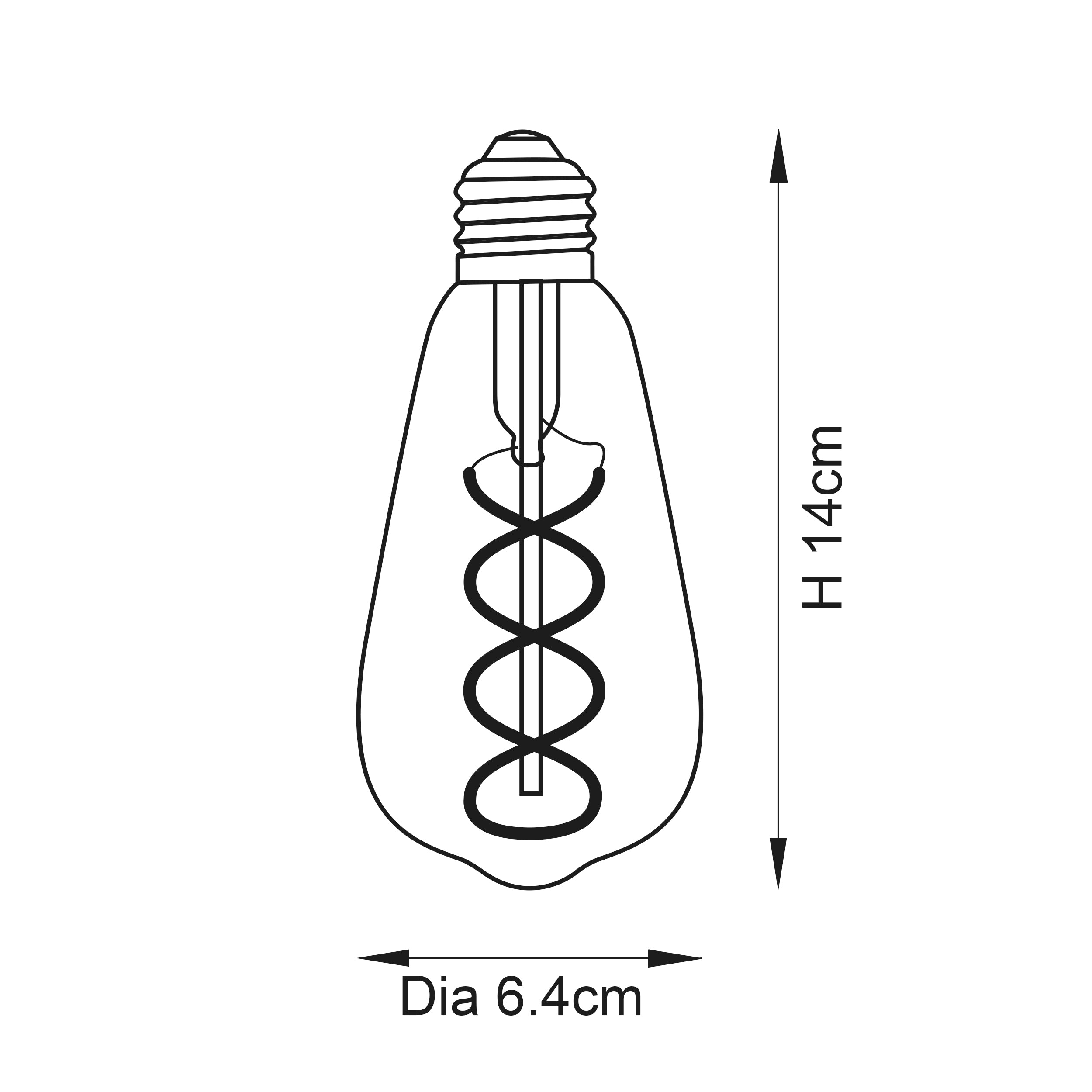 Endon E27 4W LED Twist Pear Filament Bulb - 2200K - Dimmable - Clear Glass