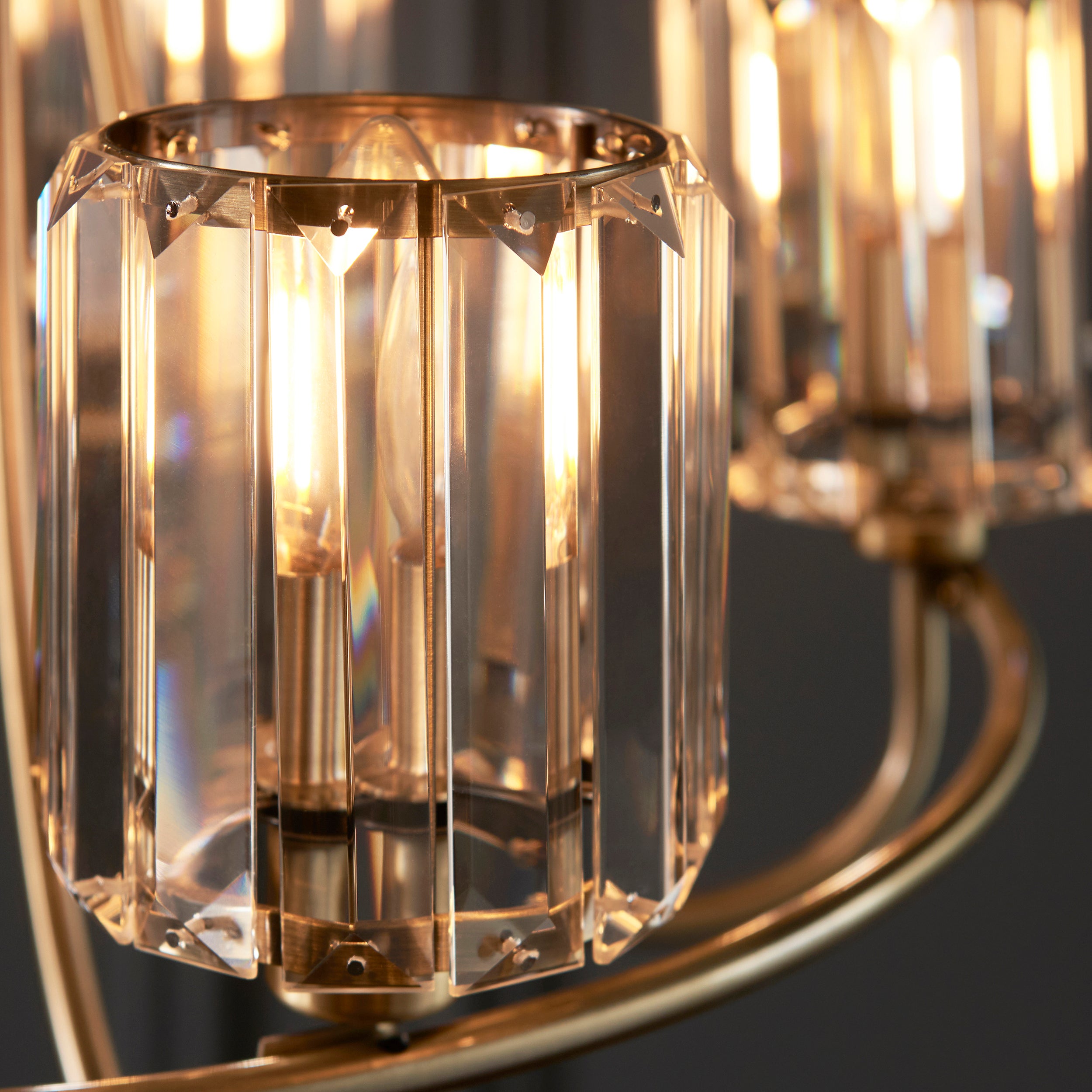 Endon Berenice 5 Light Pendant - Antique Brass Plate & Clear Glass