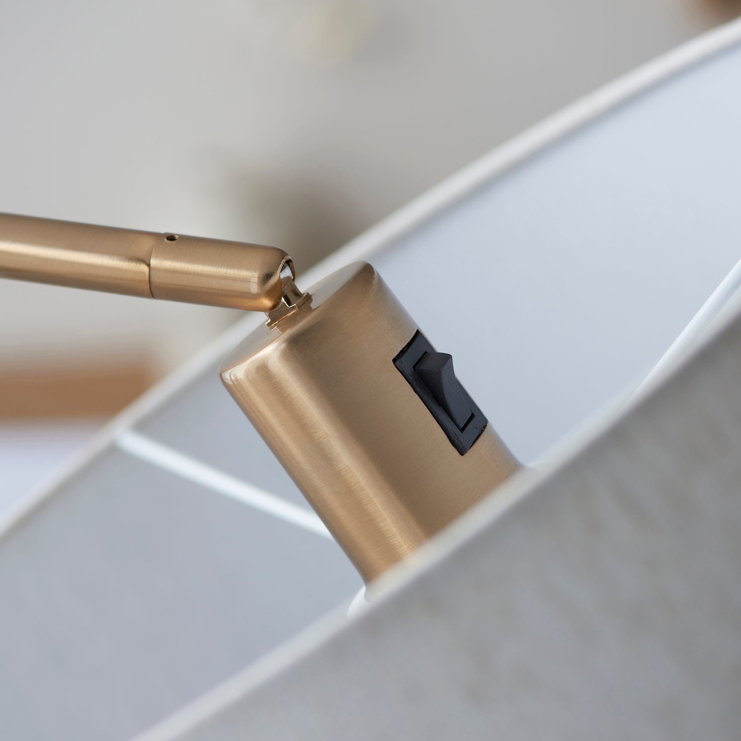 Endon Clement Single Light Floor - Brushed Aged Brass Plate & Natural Linen Mix Fabric