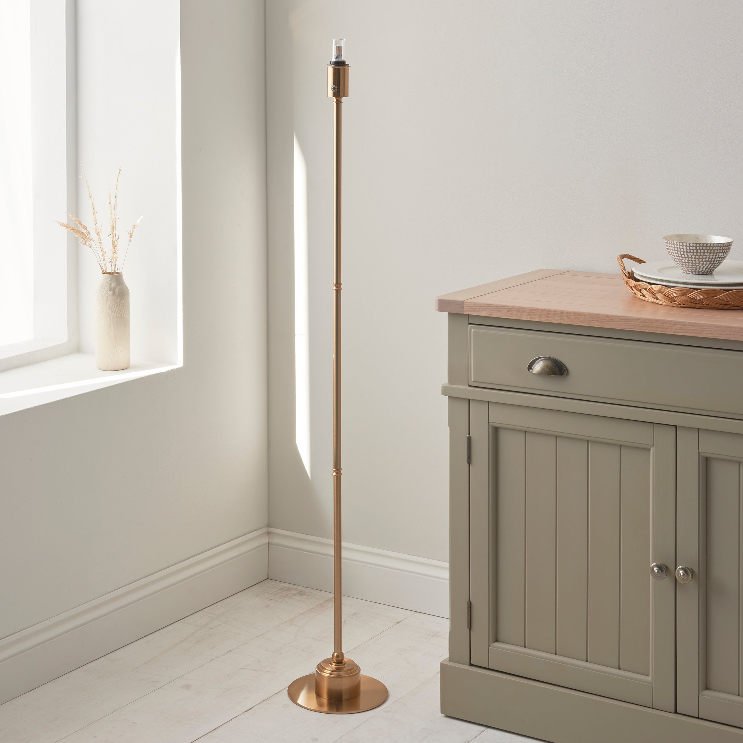 Endon Burley Rechargeable  Floor Lamp - Brushed Aged Brass Plate