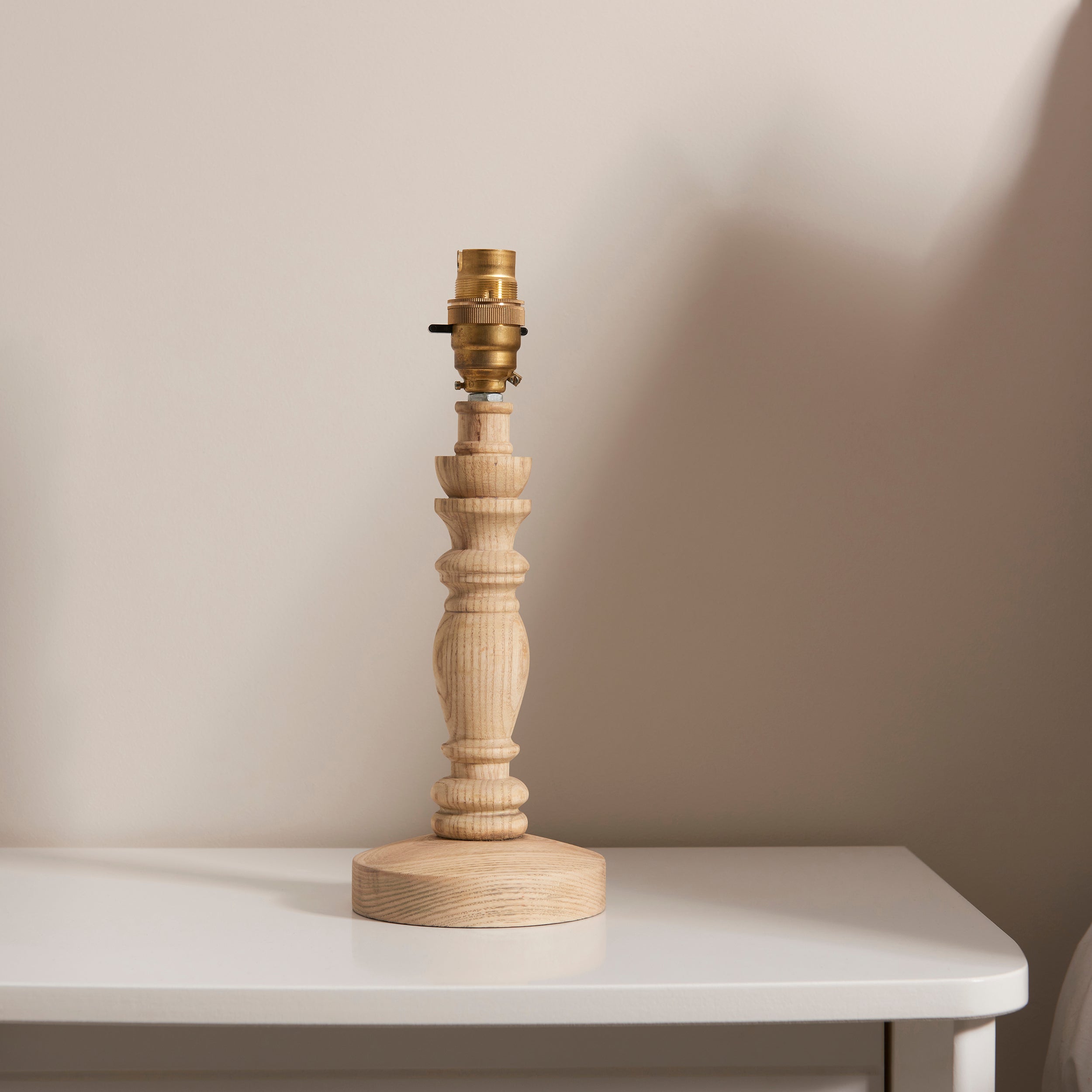 Endon Bibury Single Light Table Lamp - Natural Ash & Brushed Aged Brass Plate