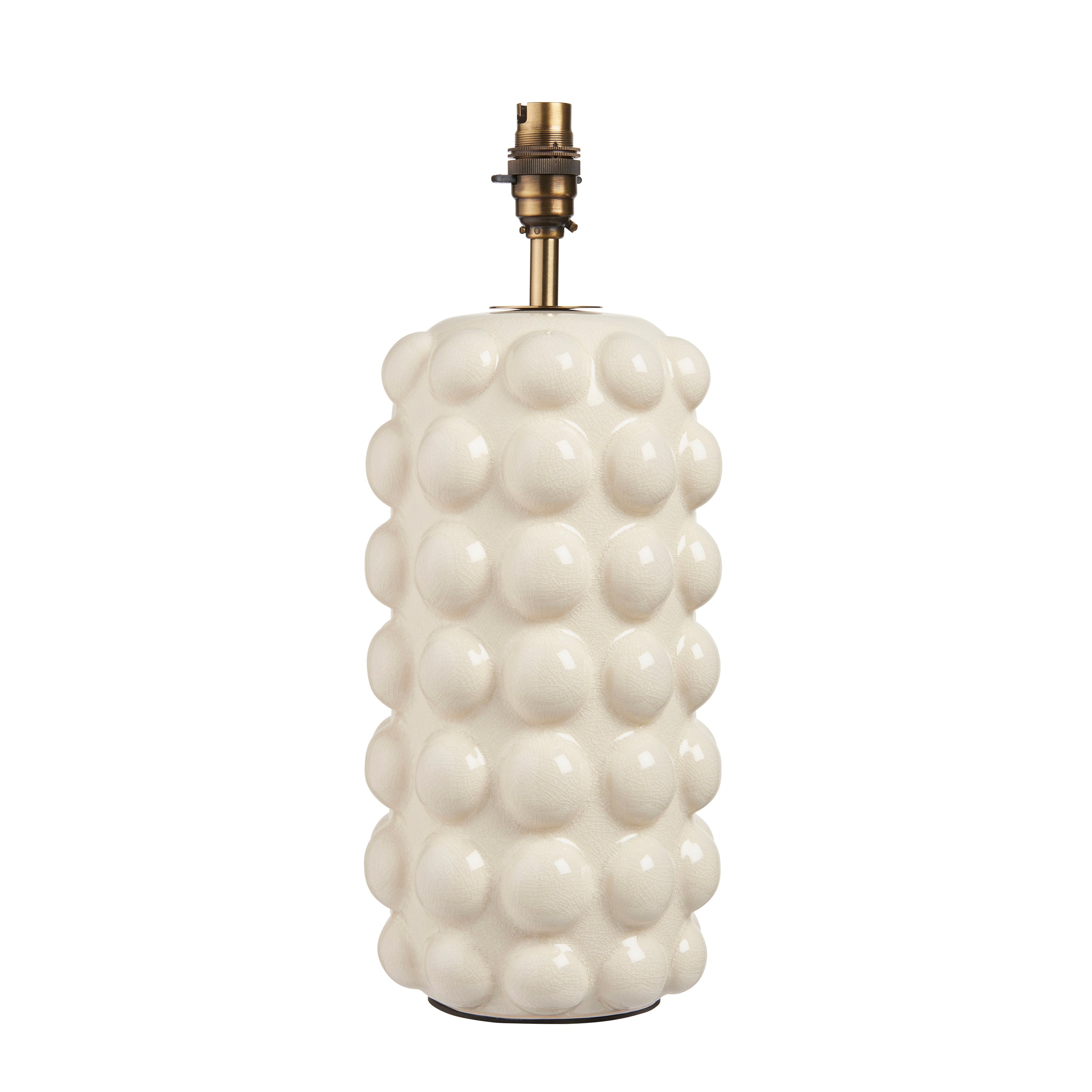 Endon Bobble Single Light Table Lamp - White Crackle Glaze & Brushed Aged Brass Plate