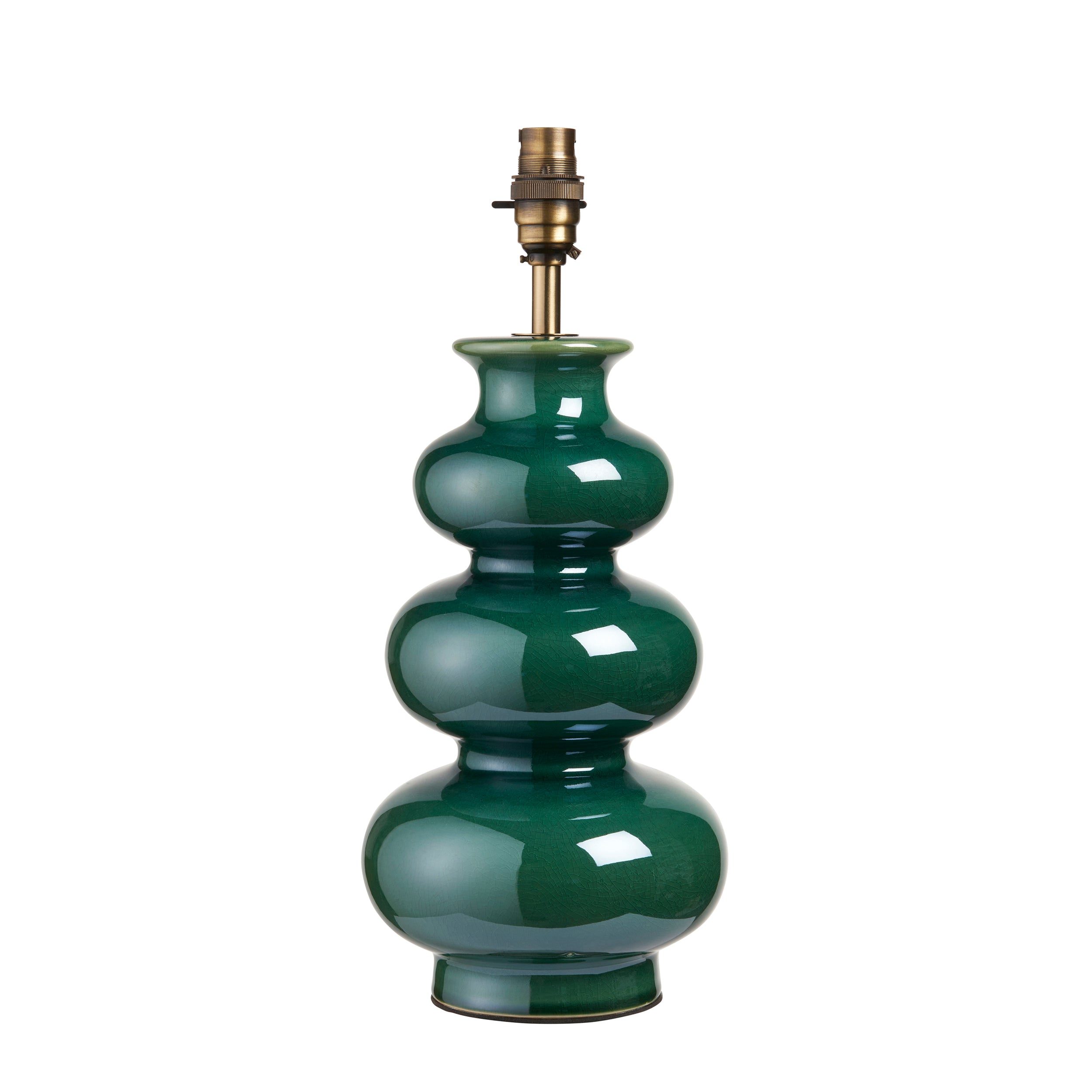 Endon Monroe Single Light Table Lamp - Gloss Green Reactive Glaze & Brushed Aged Brass Plate