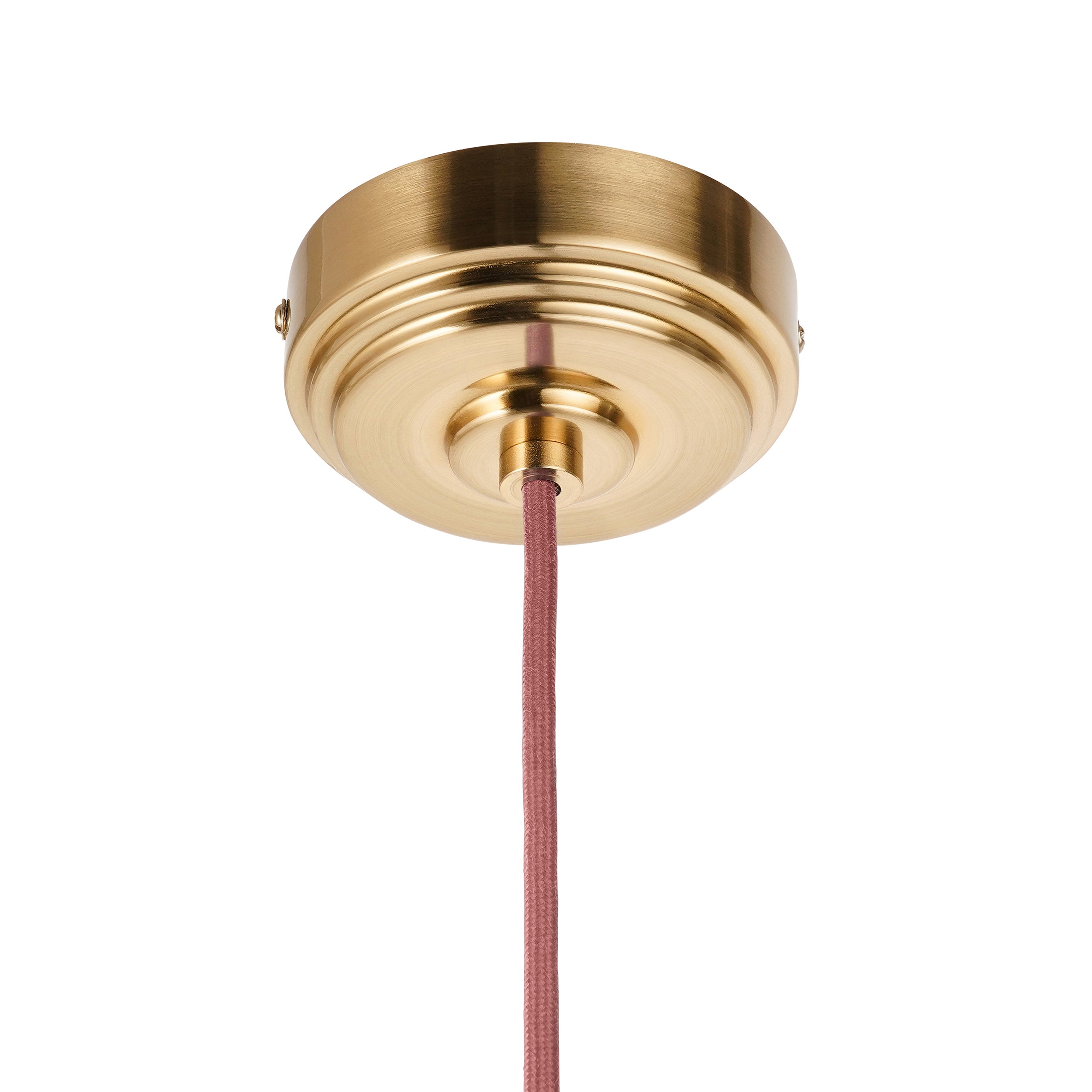 Endon Eltham Single Light Pendant - Brushed Aged Brass Plate & Red Flex