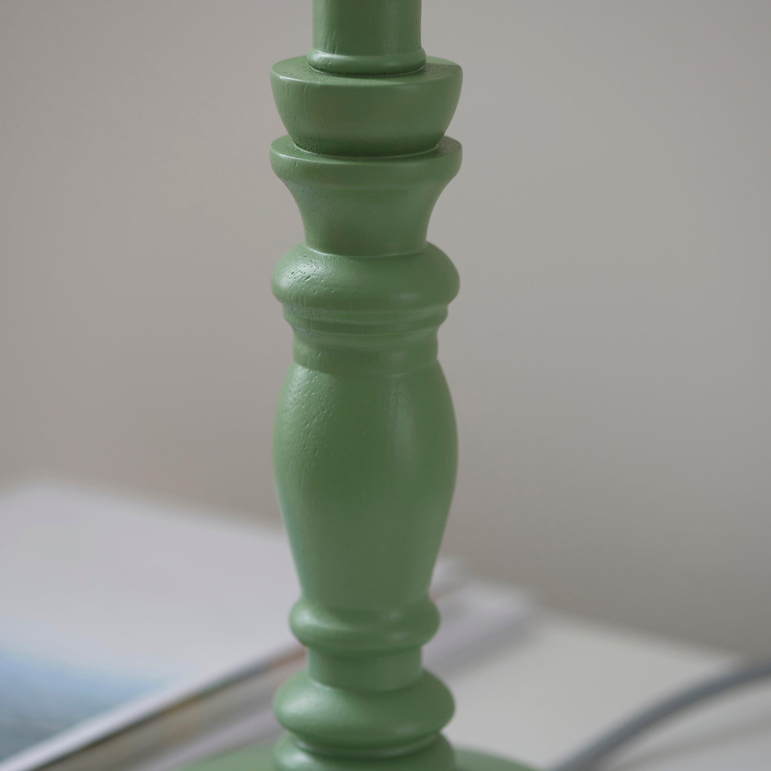 Endon Bibury Single Light Table Lamp - Satin Cotswold Green Paint & Brushed Aged Brass Plate