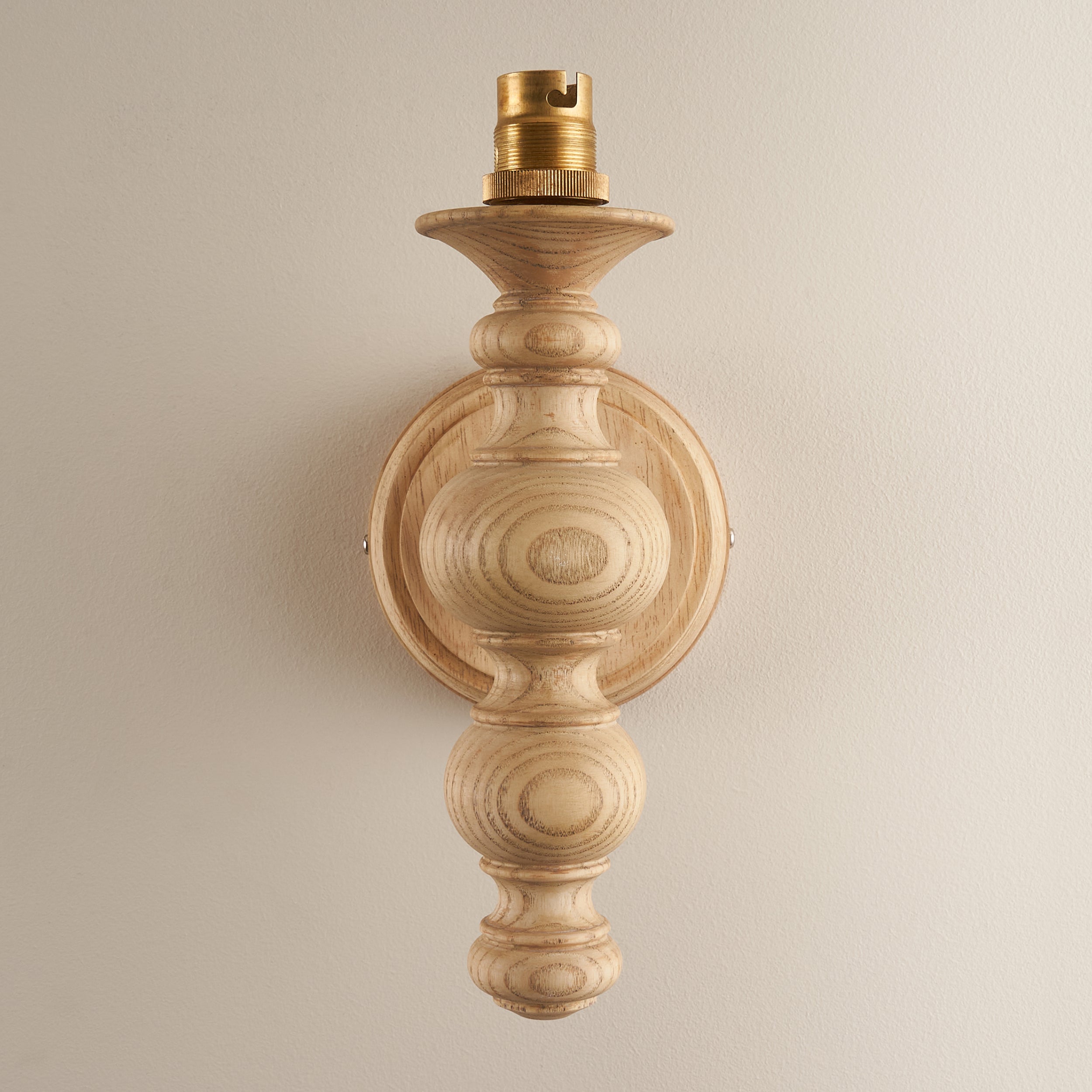 Endon Bibury Single Light Wall - Natural Ash & Brushed Aged Brass Plate