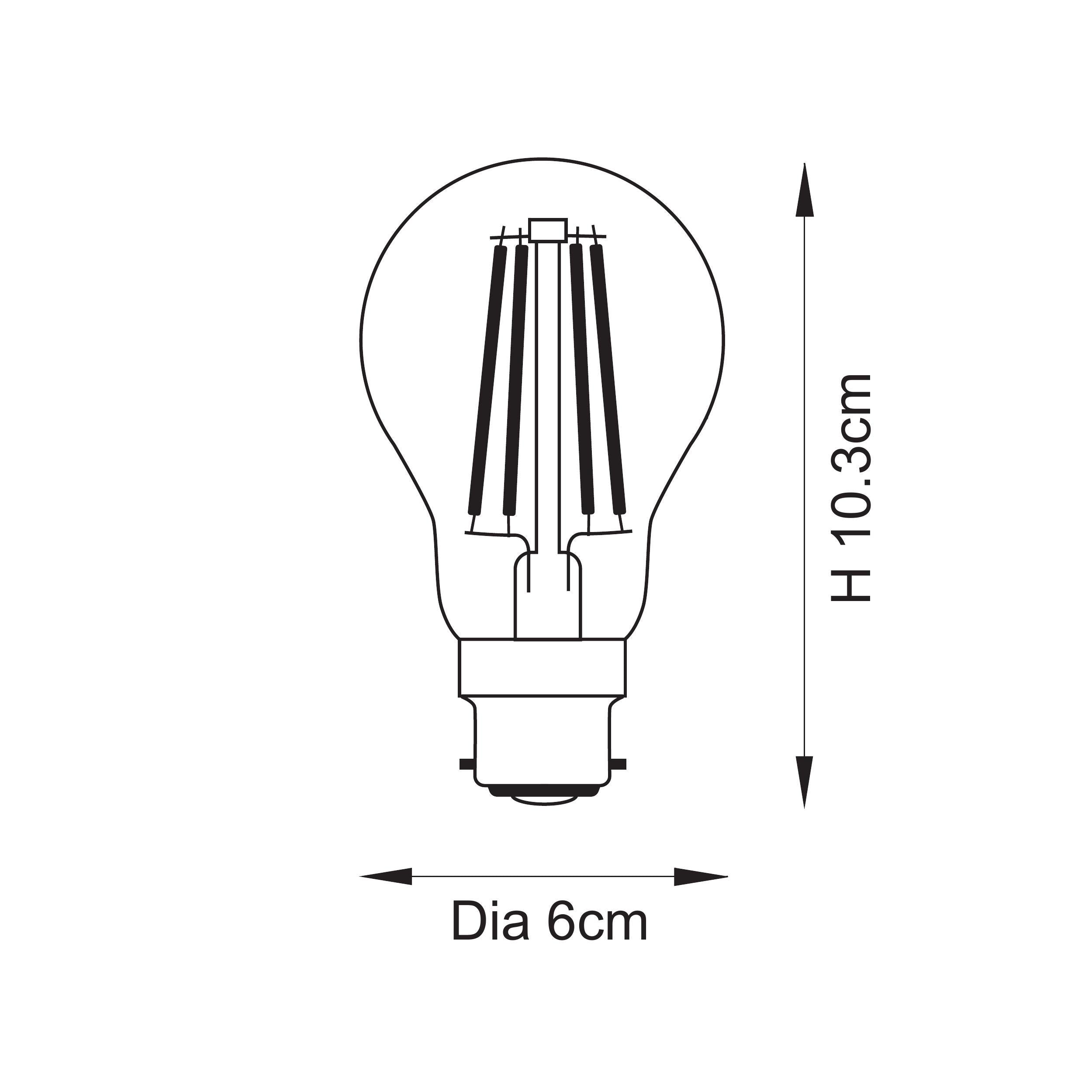 Endon B22 LED Filament GLS Bulb 2700k - Clear Glass