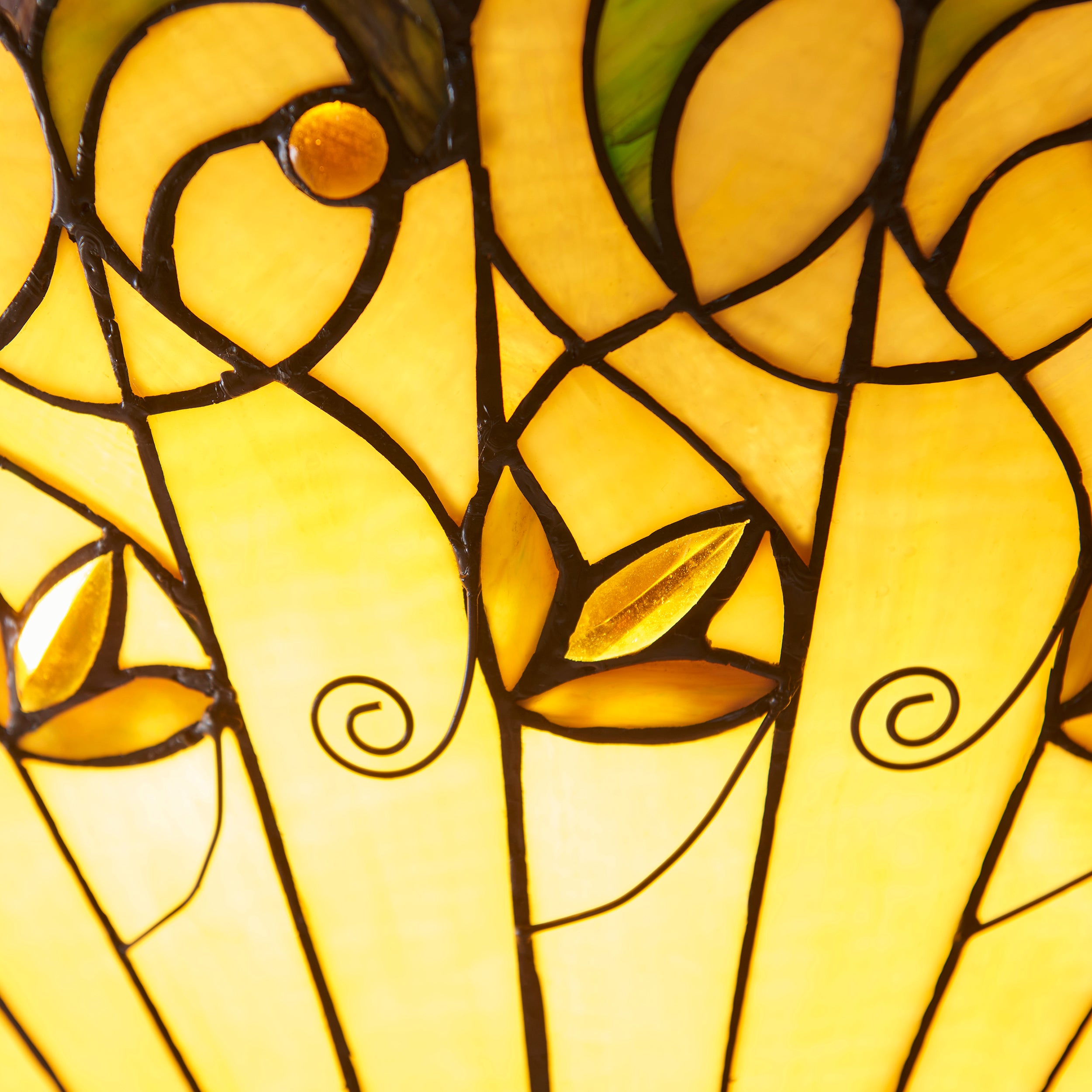 Interiors 1900 Jamelia 3 Light Inverted Pendant - Handcrafted Tiffany Style Glass