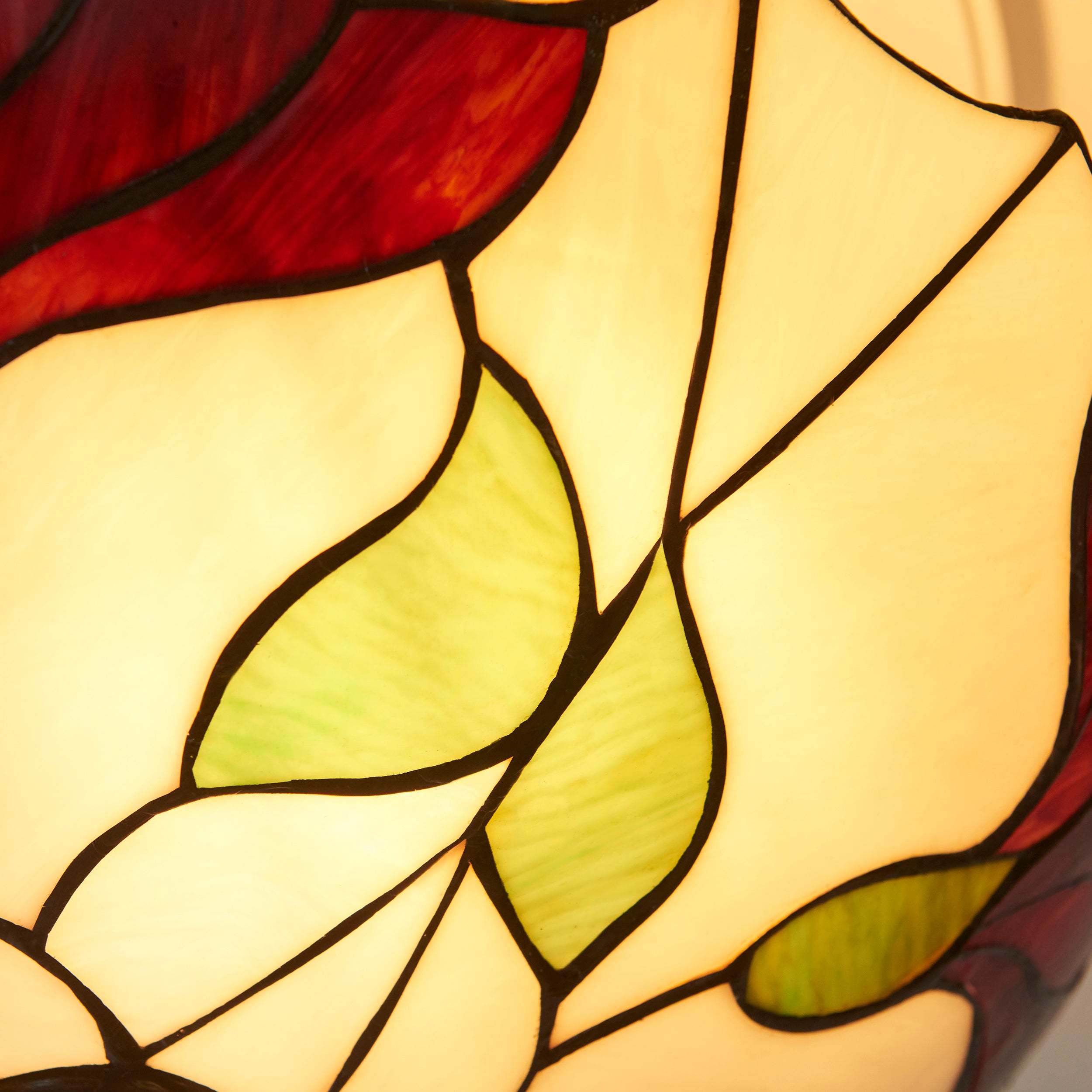 Interiors 1900 Botanica Large 3 Light Semi Flush Pendant -Handcrafted Tiffany Style Glass