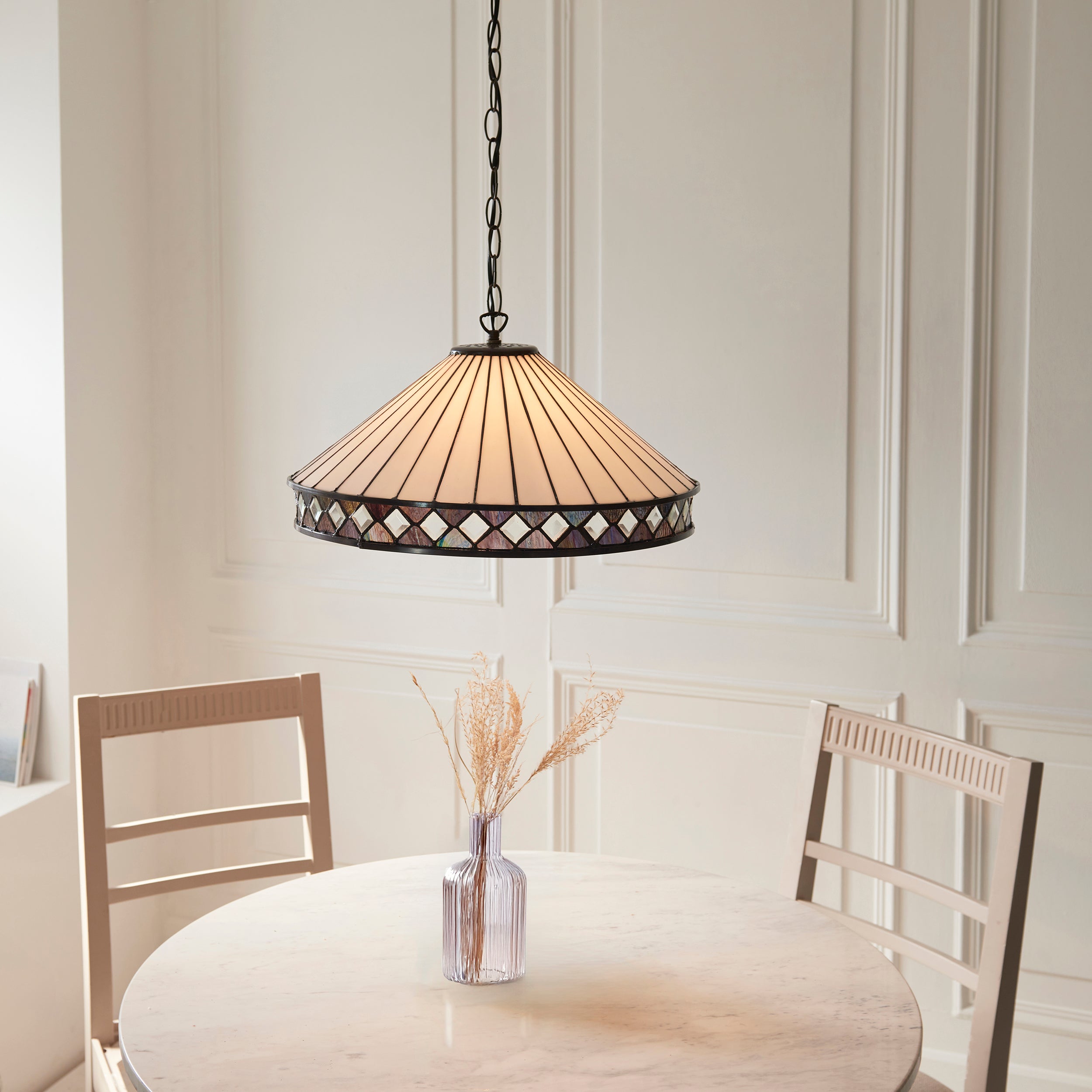 Interiors 1900 Fargo 3 Light Pendant - Handcrafted Tiffany Style Glass