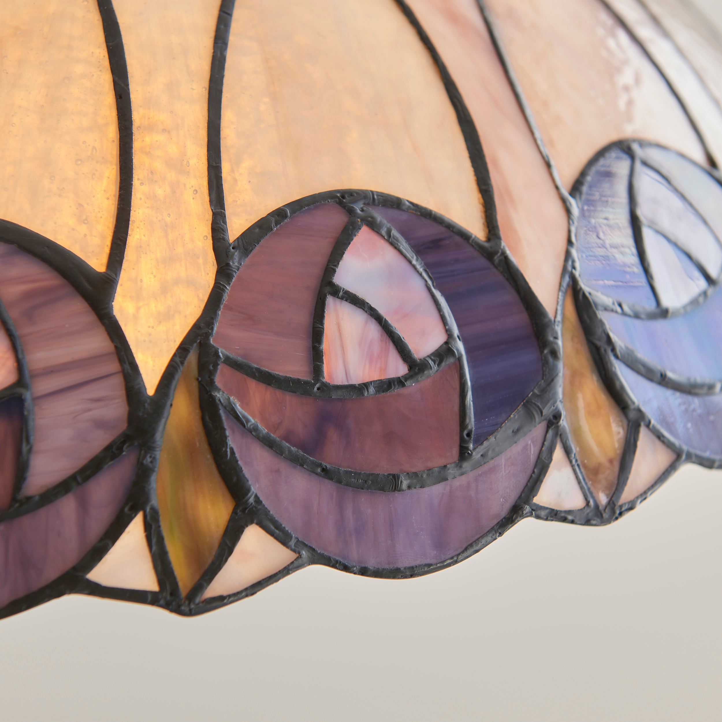 Interiors 1900 Hutchinson 3 Light Large Pendant - Handcrafted Tiffany Style Glass