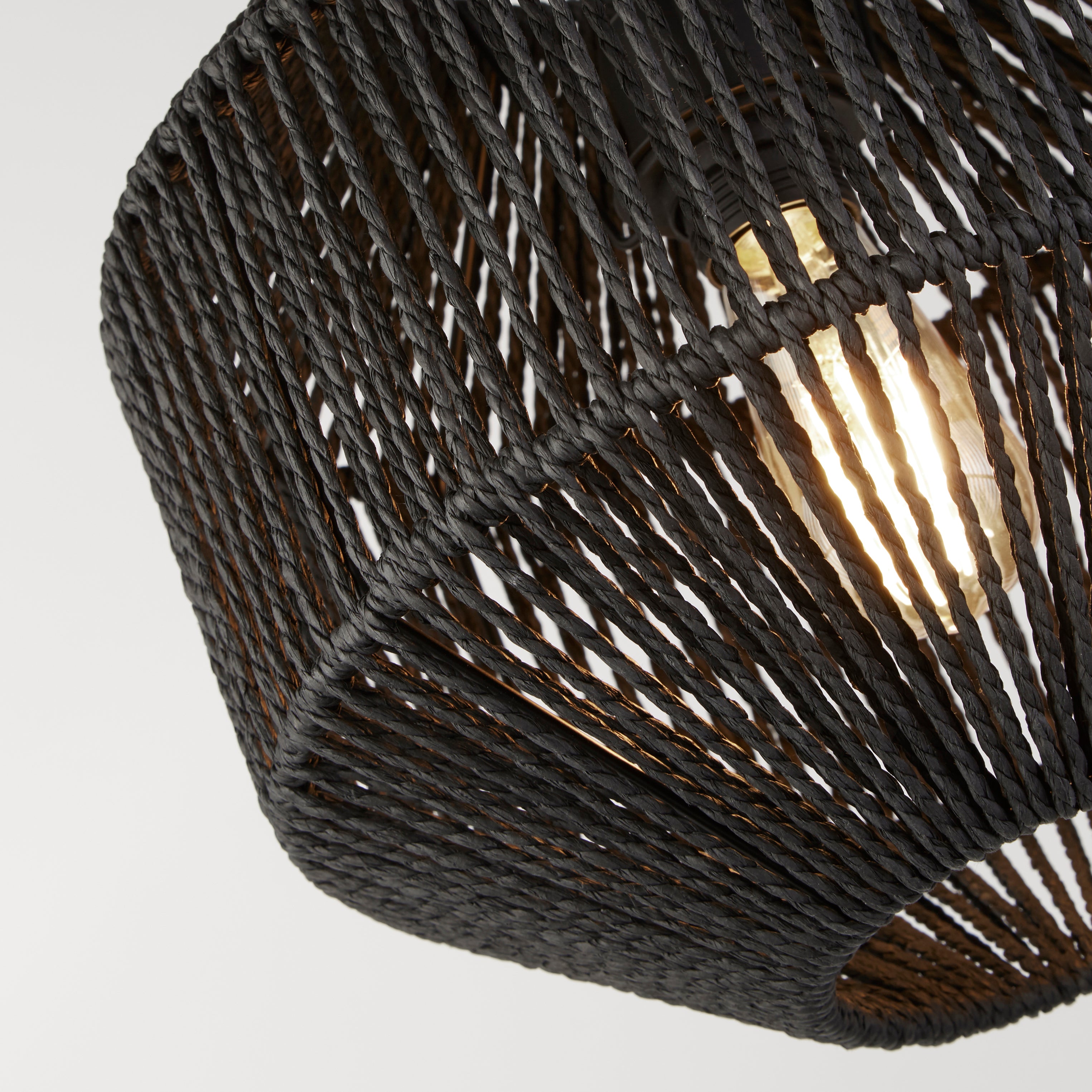 Searchlight Wyatt Wicker Ceiling Pendant - Black Wyatt Wicker