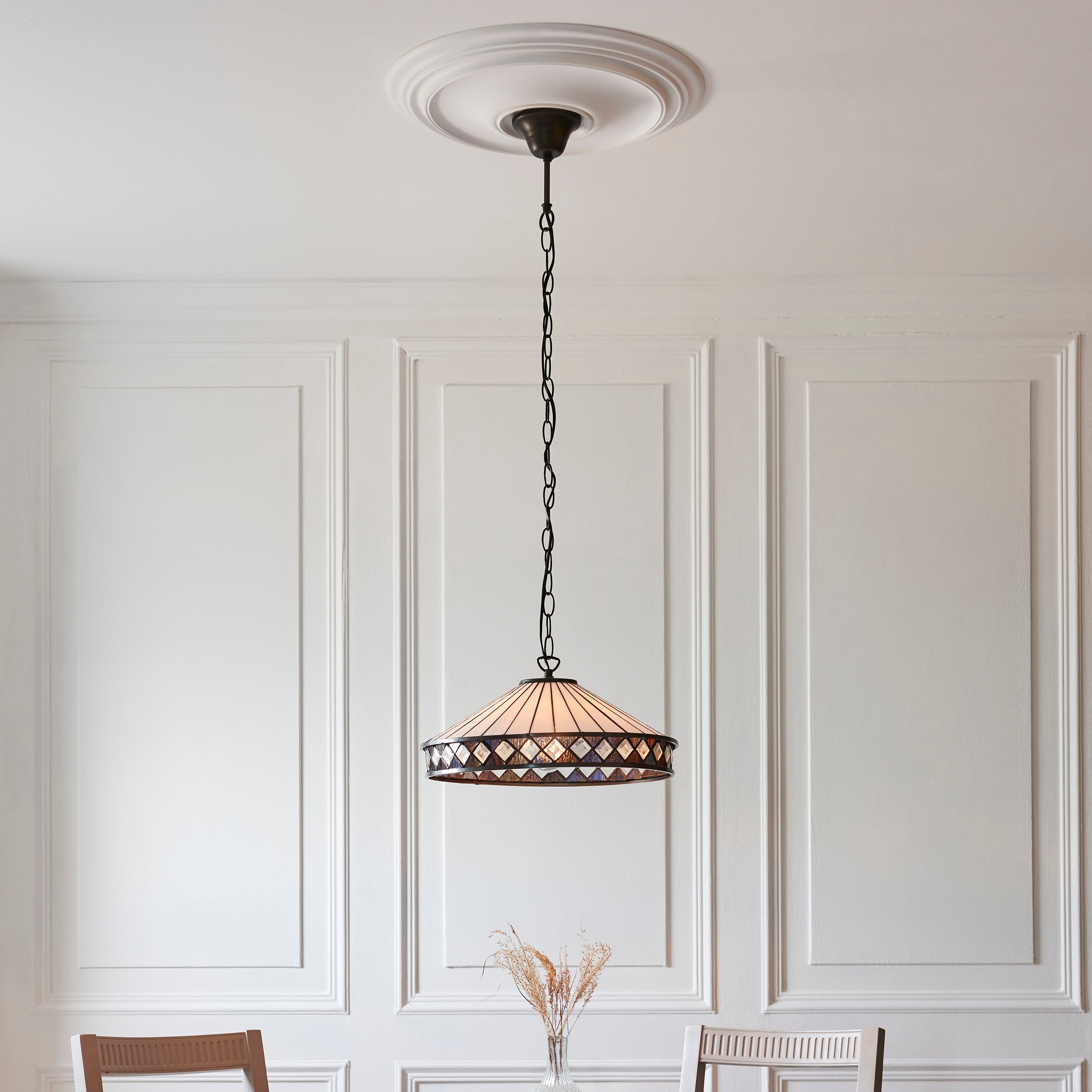 Interiors 1900 Fargo Medium Pendant - Handcrafted Tiffany Style Glass