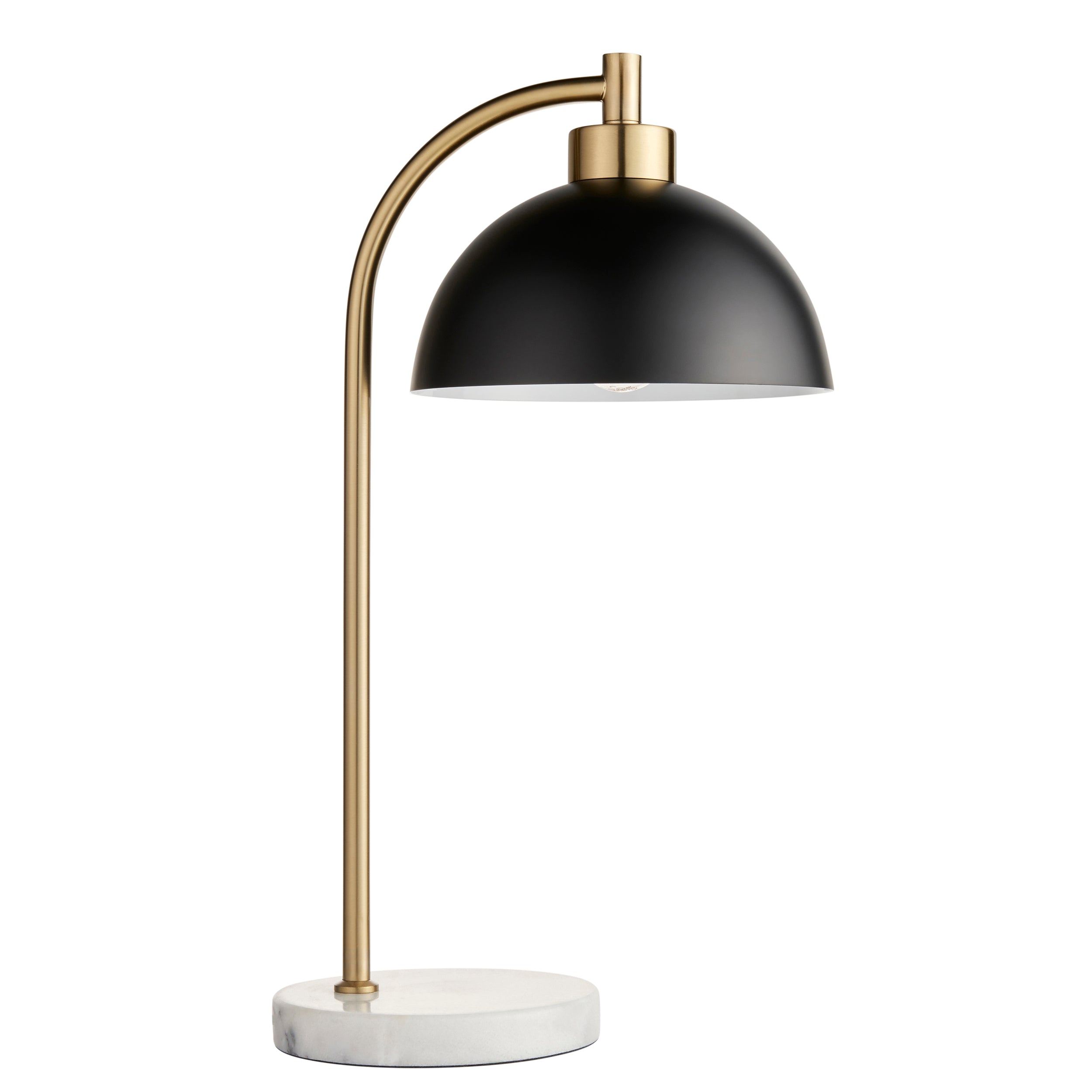 Endon Buchanan Single Light Table Lamp - Matt Black, Antique Brass Plate & Grey Marble