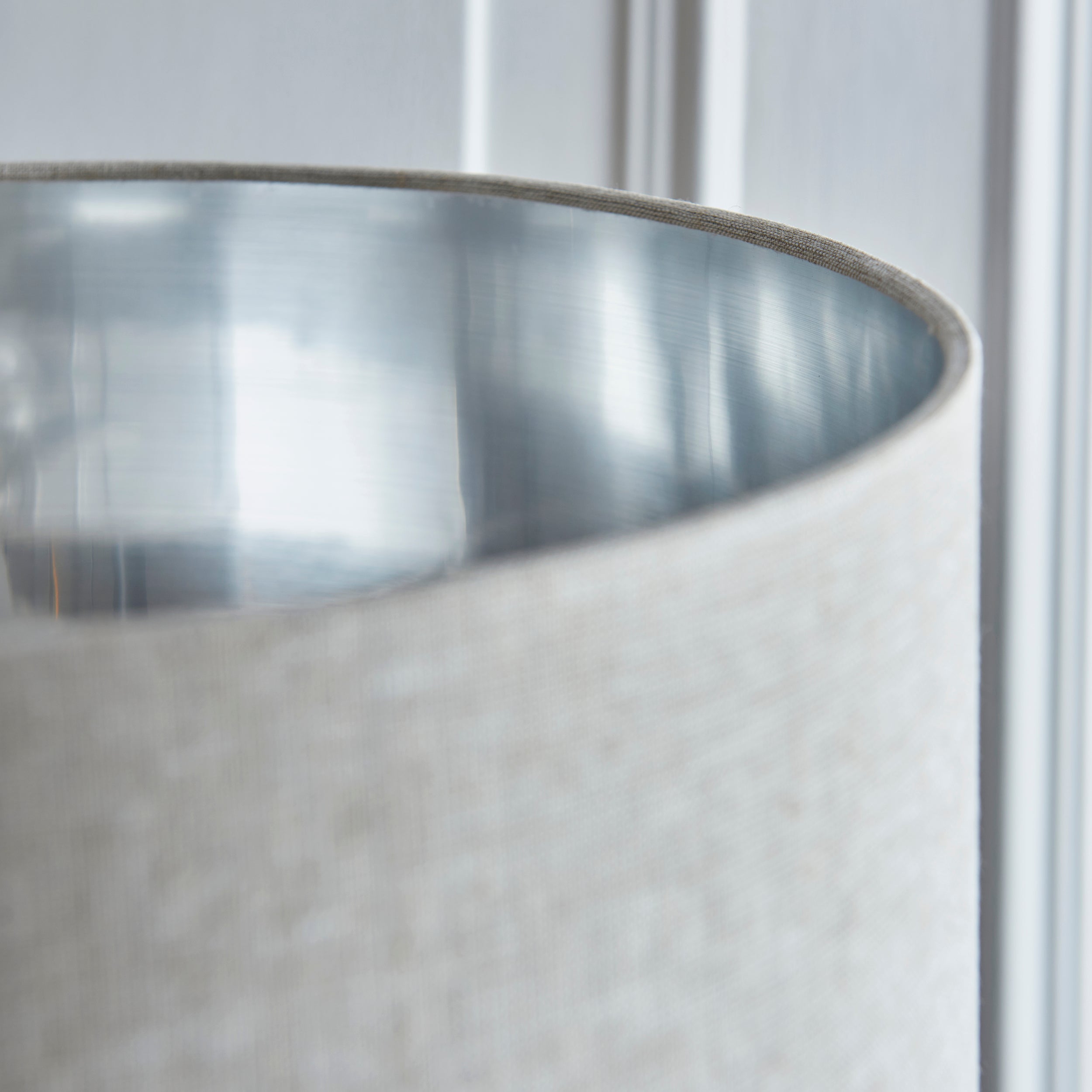 Endon Highclere Single Light Floor - Brushed Chrome Plate & Natural Linen