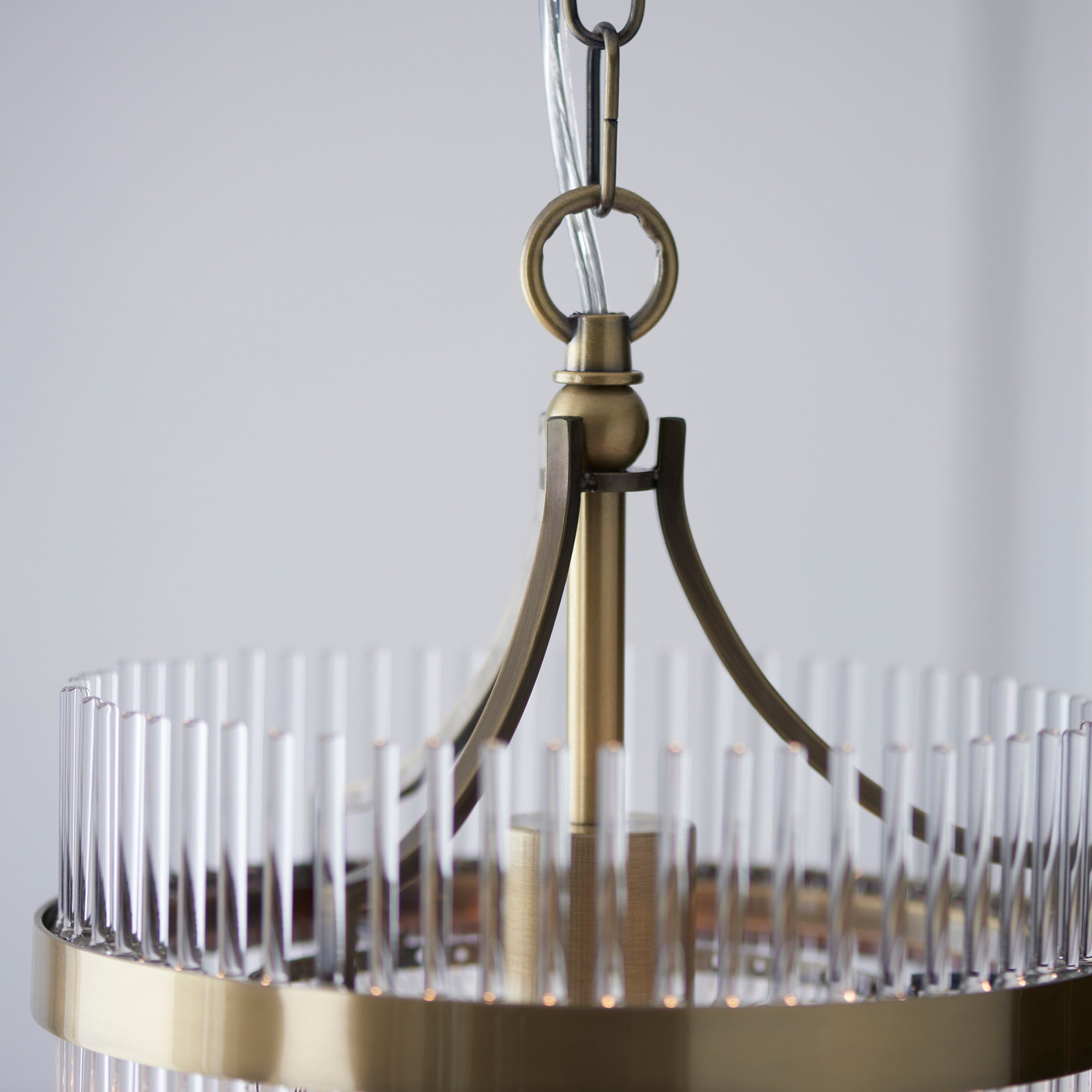 Endon Marietta Single Light Pendant - Antique Brass Plate & Clear Glass