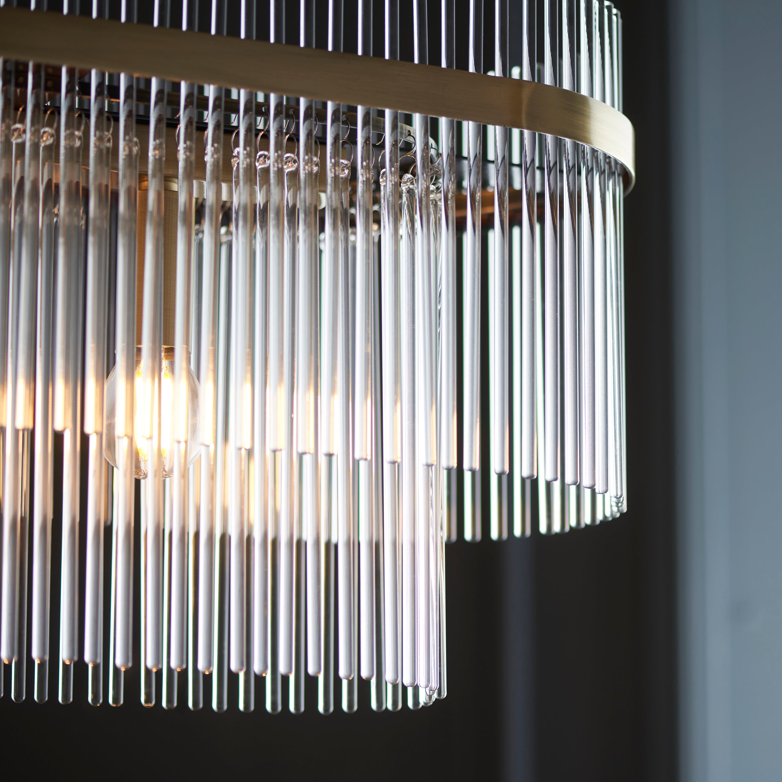 Endon Marietta 4 Light Pendant - Antique Brass Plate & Clear Glass