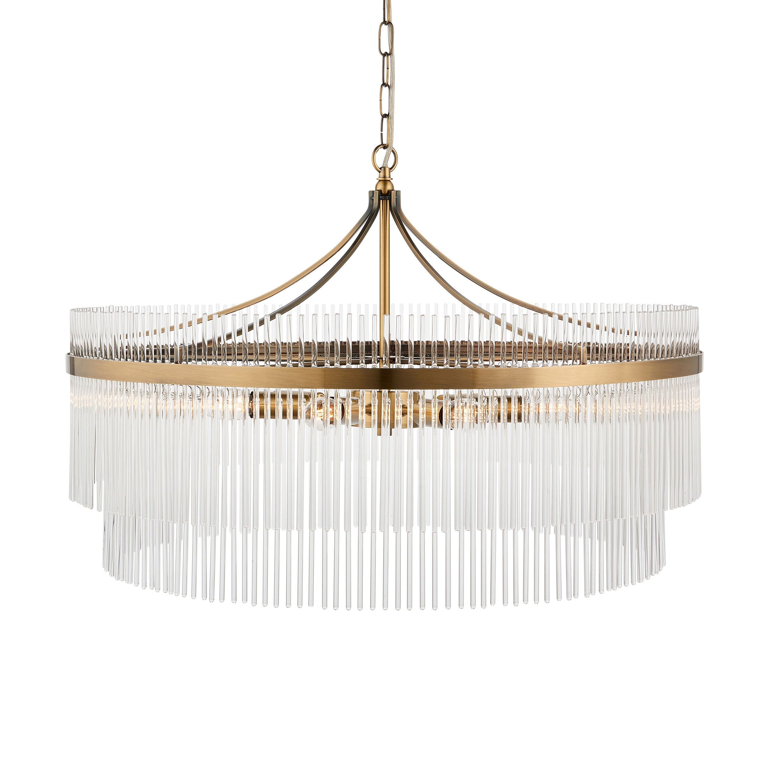 Endon Marietta Grand 7 Light Pendant - Antique Brass Plate & Clear Glass