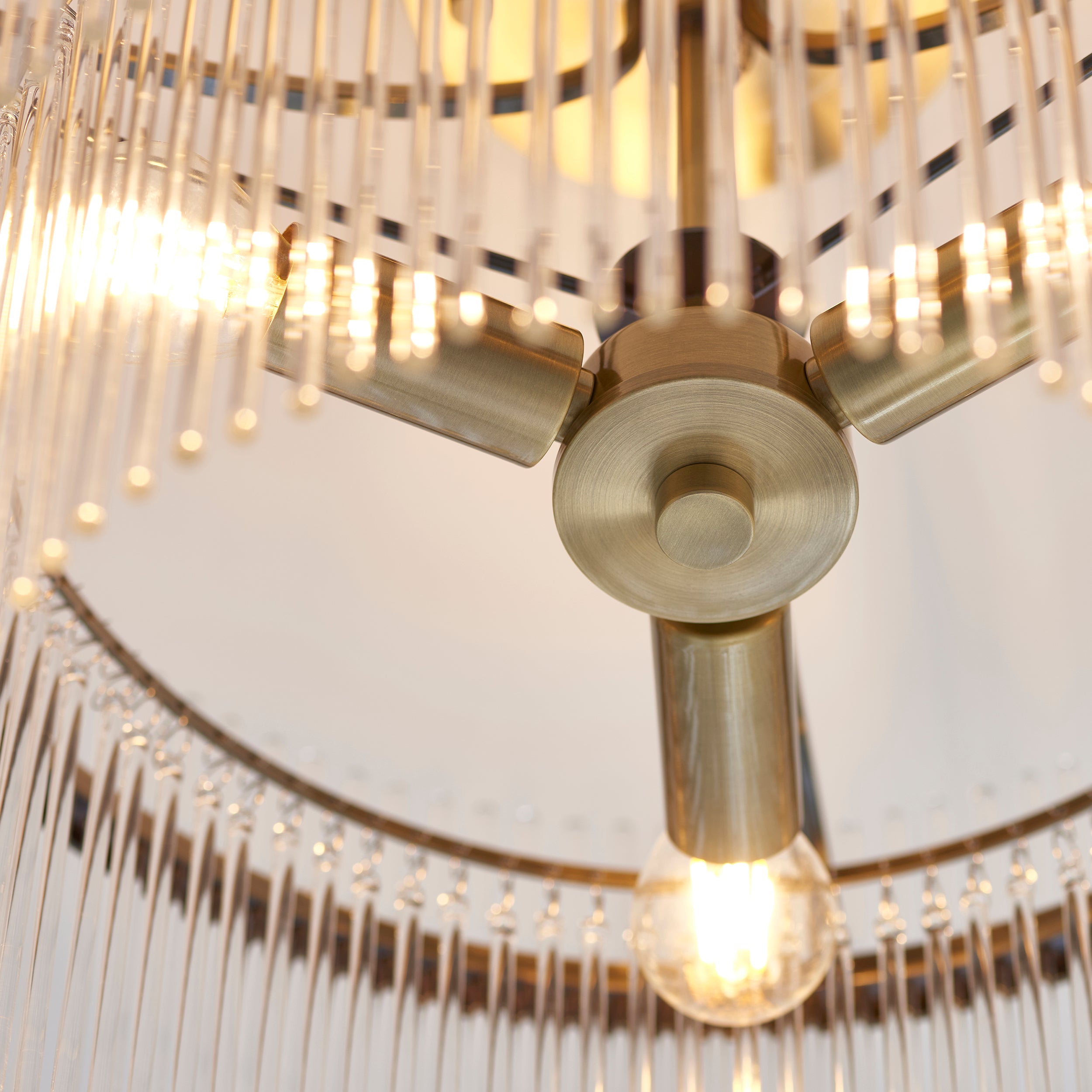 Endon Marietta 3 Light Semi Flush - Antique Brass Plate & Clear Glass
