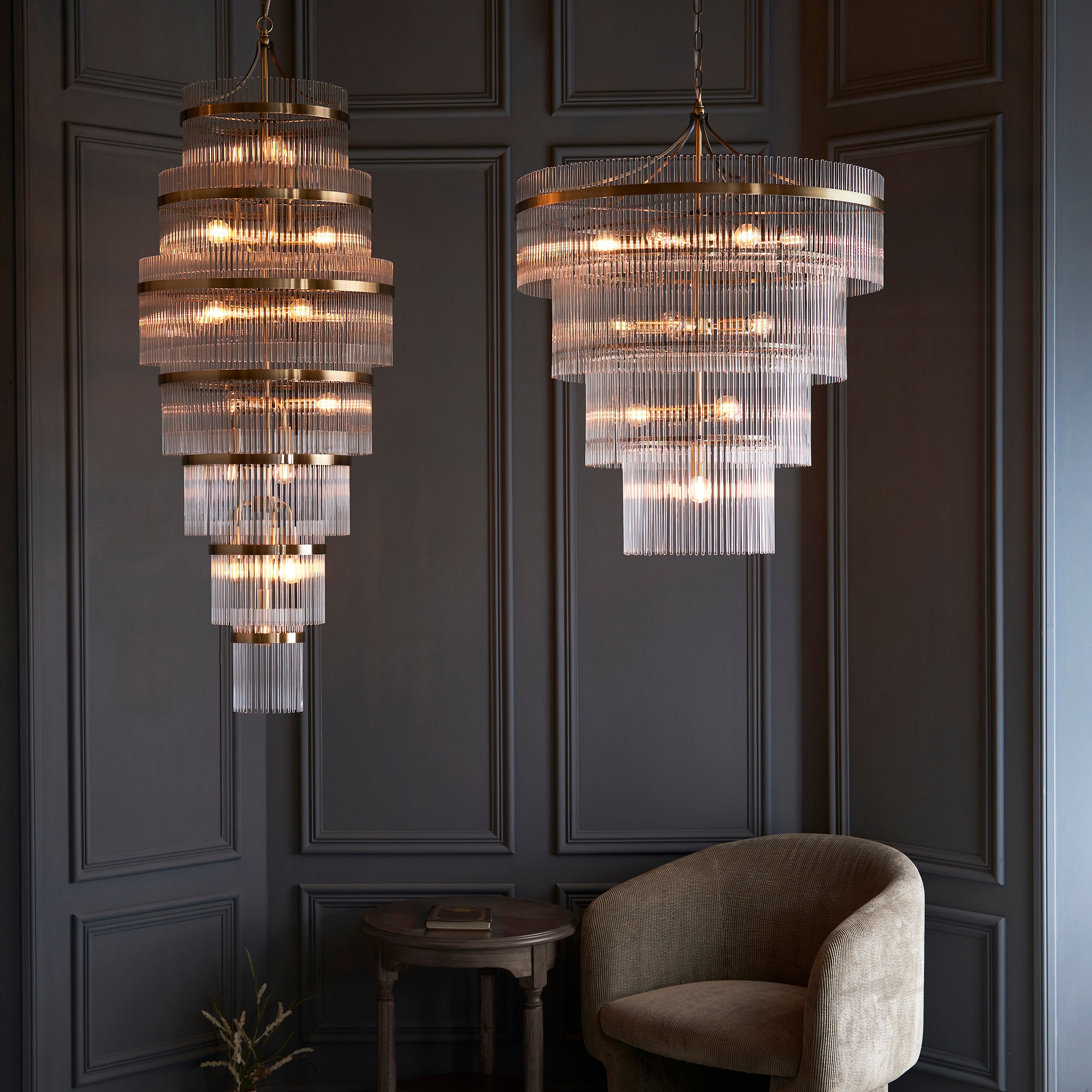 Endon Marietta 16 Light Pendant - Antique Brass Plate & Clear Glass