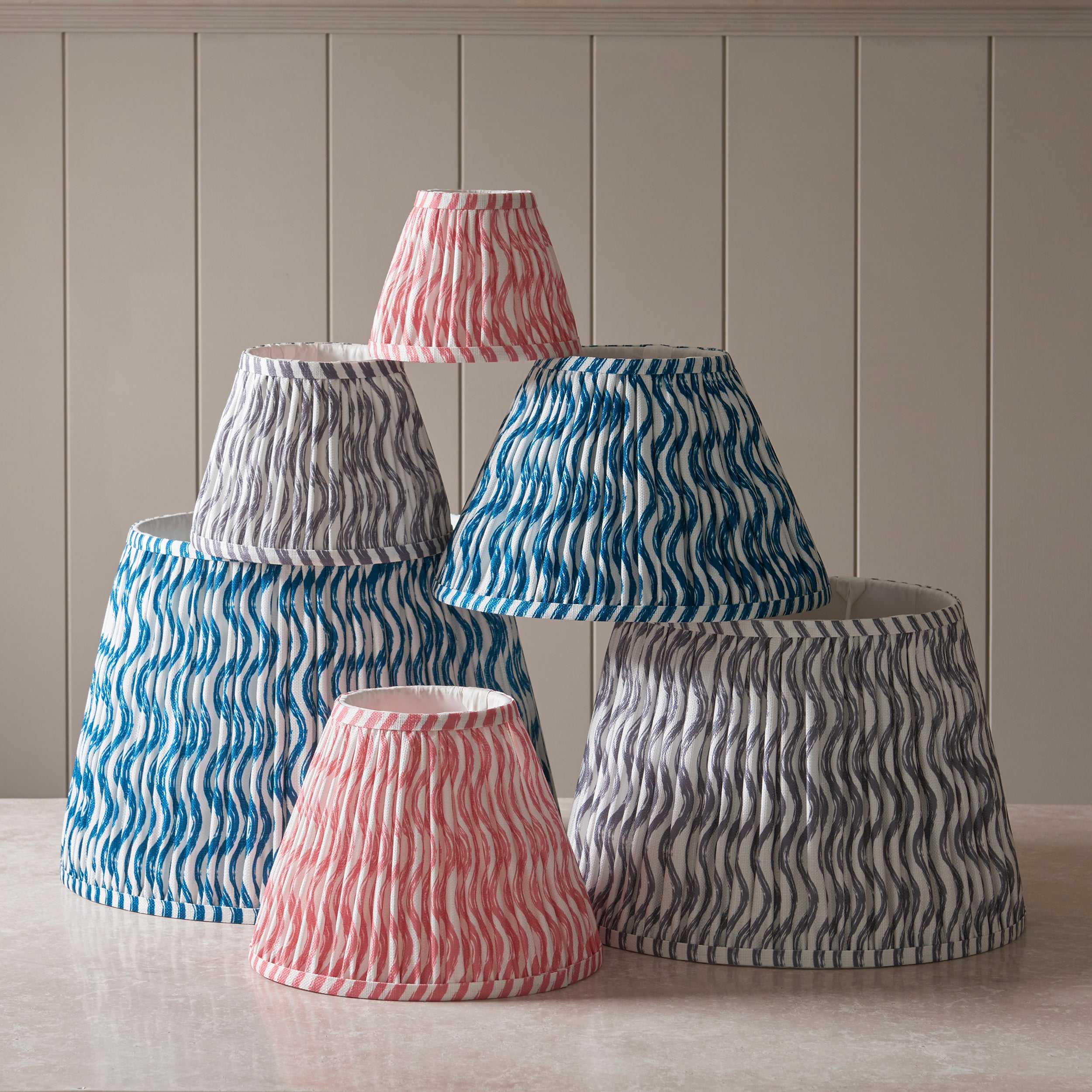 Endon Ripple Single Light Shade 25cm - Pearl Grey Fabric