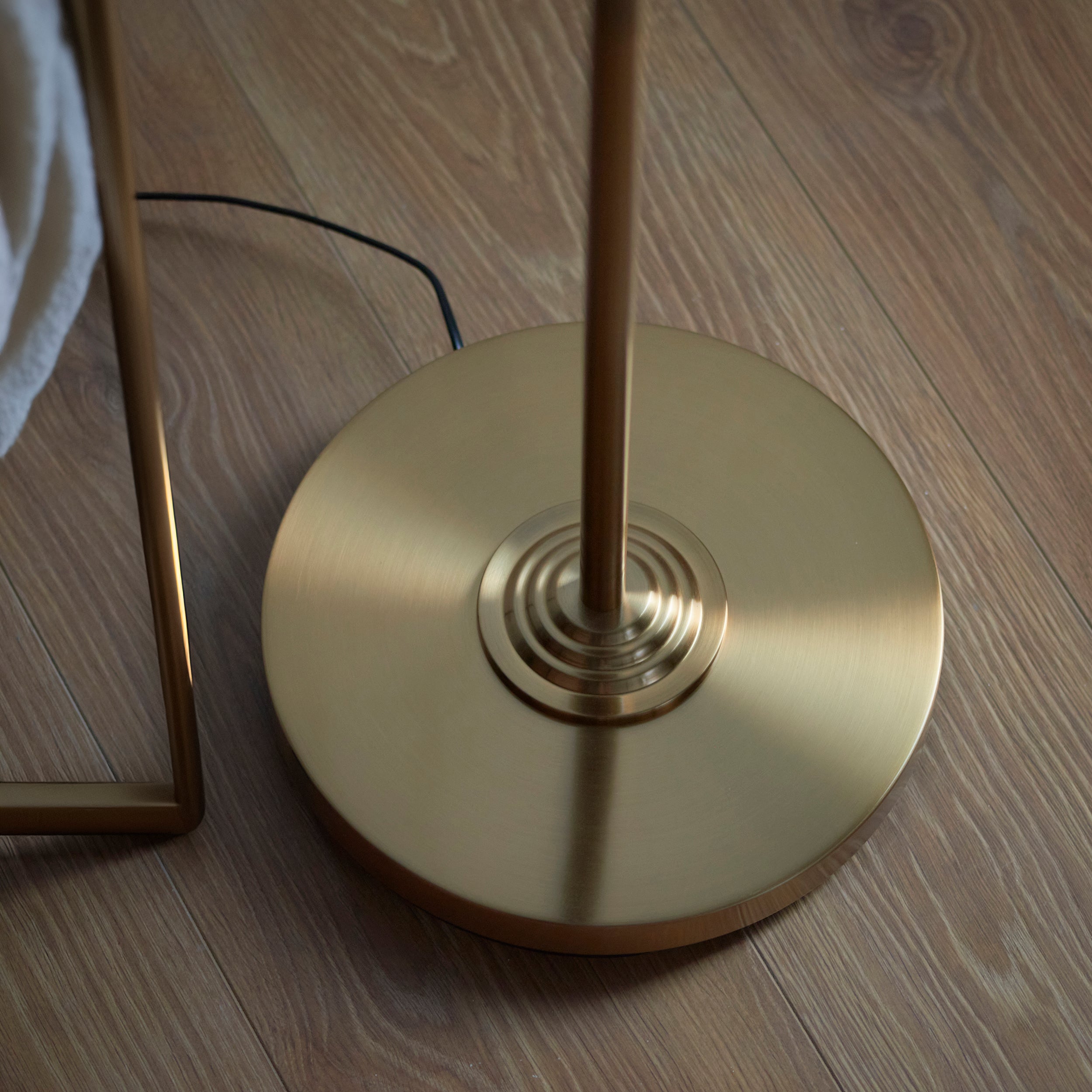 Endon Highclere Single Light Floor - Vintage Brass & Natural Linen