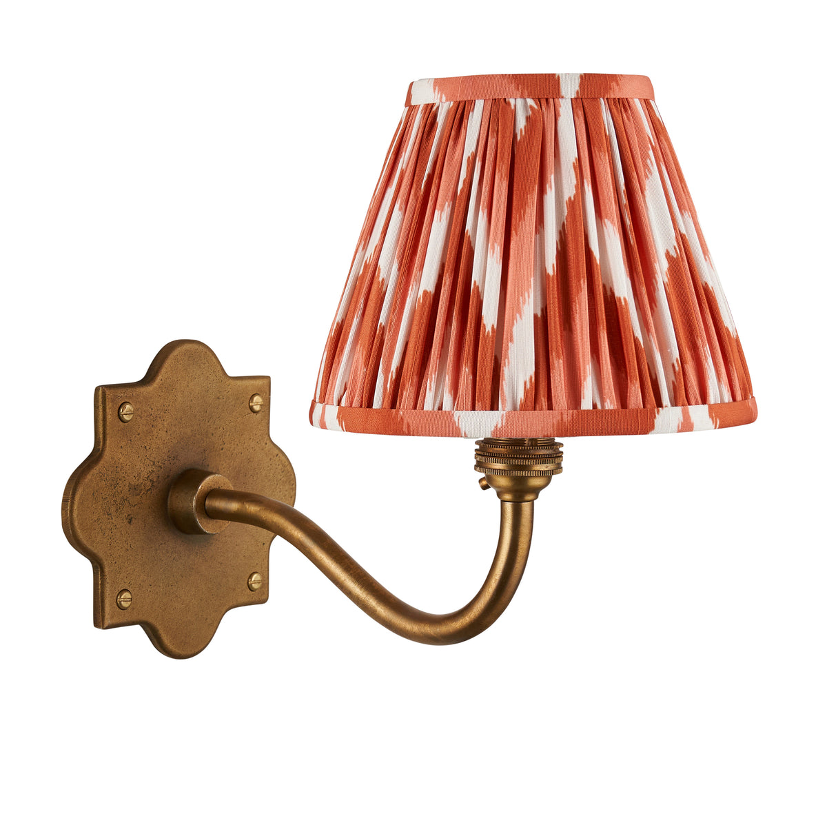 Endon Anvil Curve & Zigzag 16cm Wall Light - Brass Patina & Apricot Shade