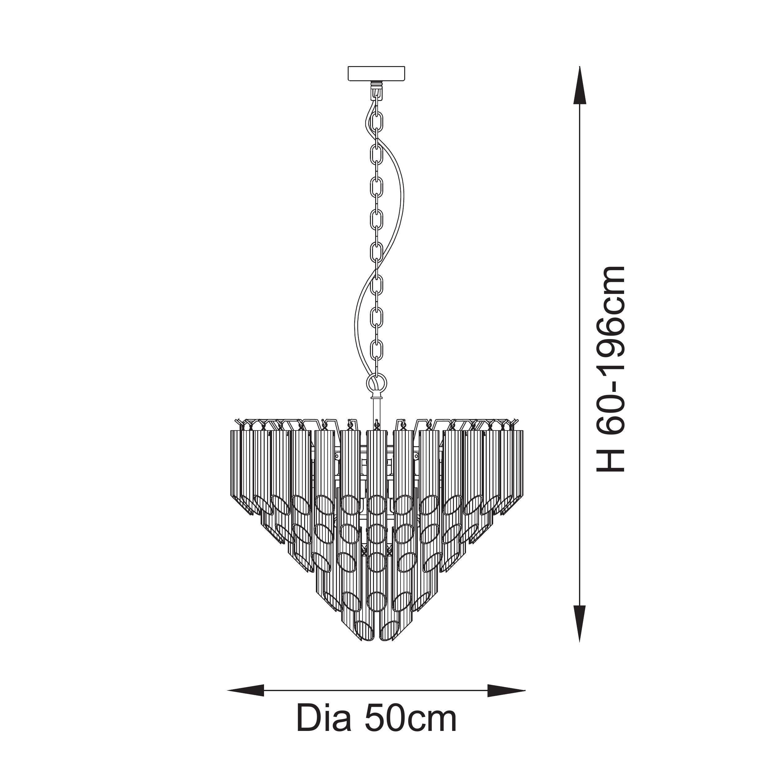 Endon Toulouse 12 Light Pendant - Satin Brass Plate & Clear Ribbed Glass - Angled Edge