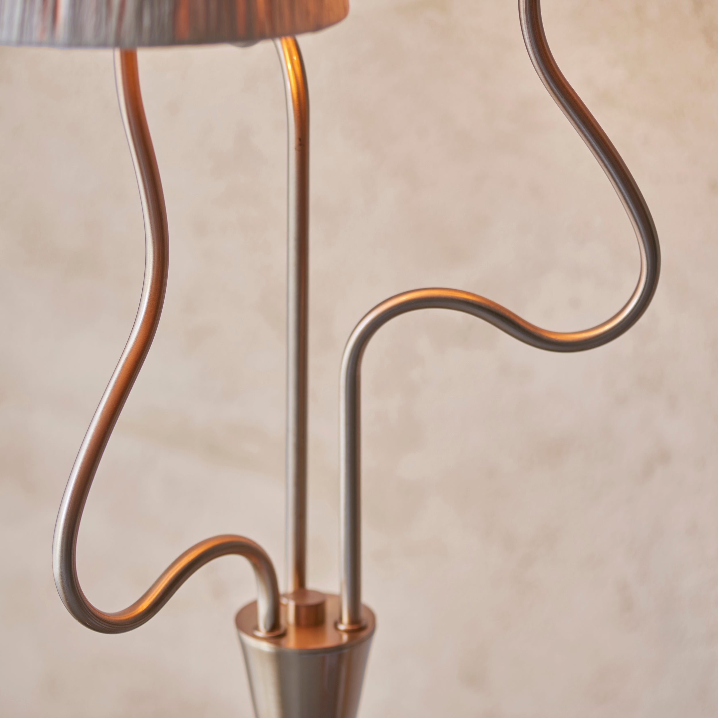 Endon Wriggle 3 Light Floor - Brushed Aged Brass Plate & Natural Raffia