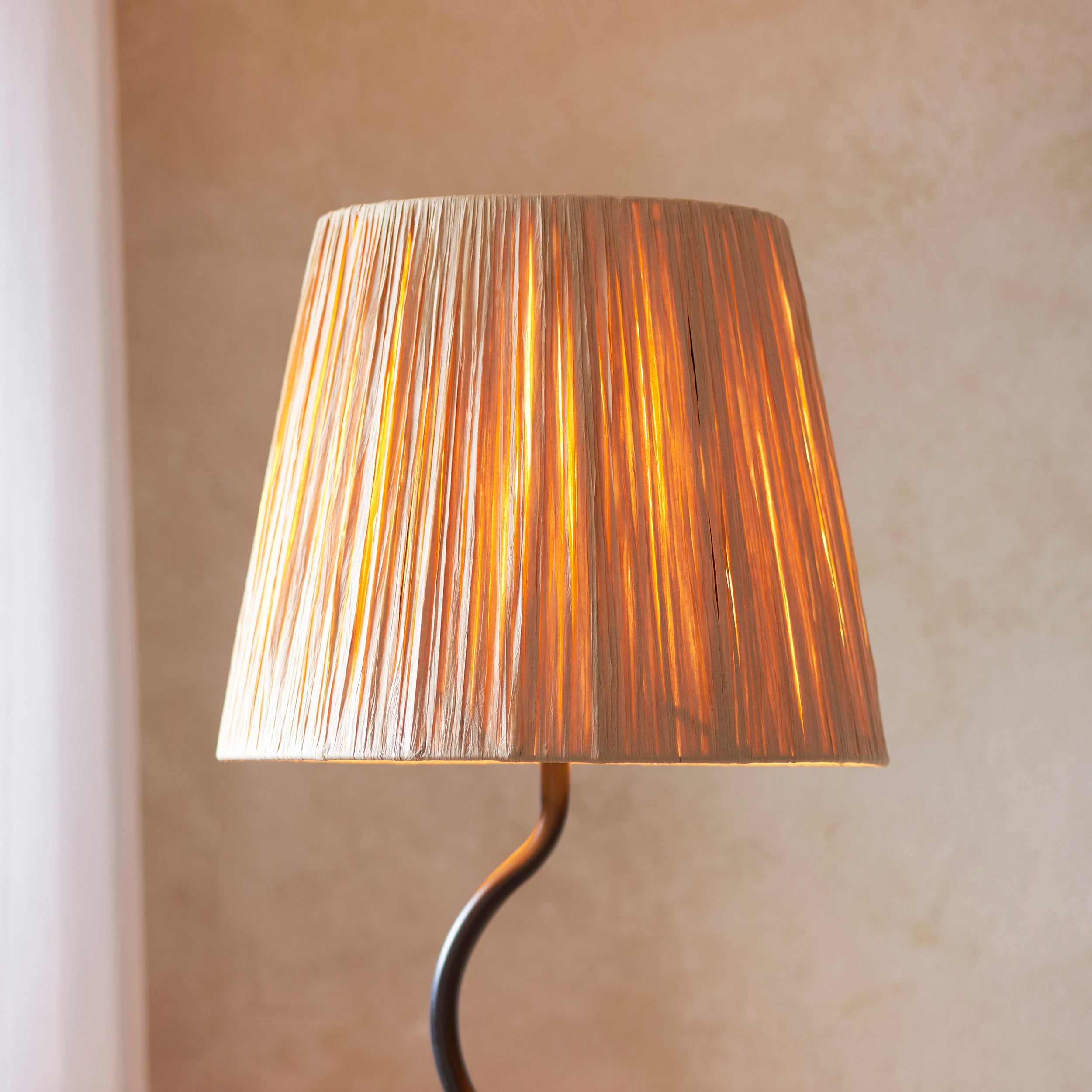 Endon Wriggle Single Light Floor - Matt Black & Natural Raffia
