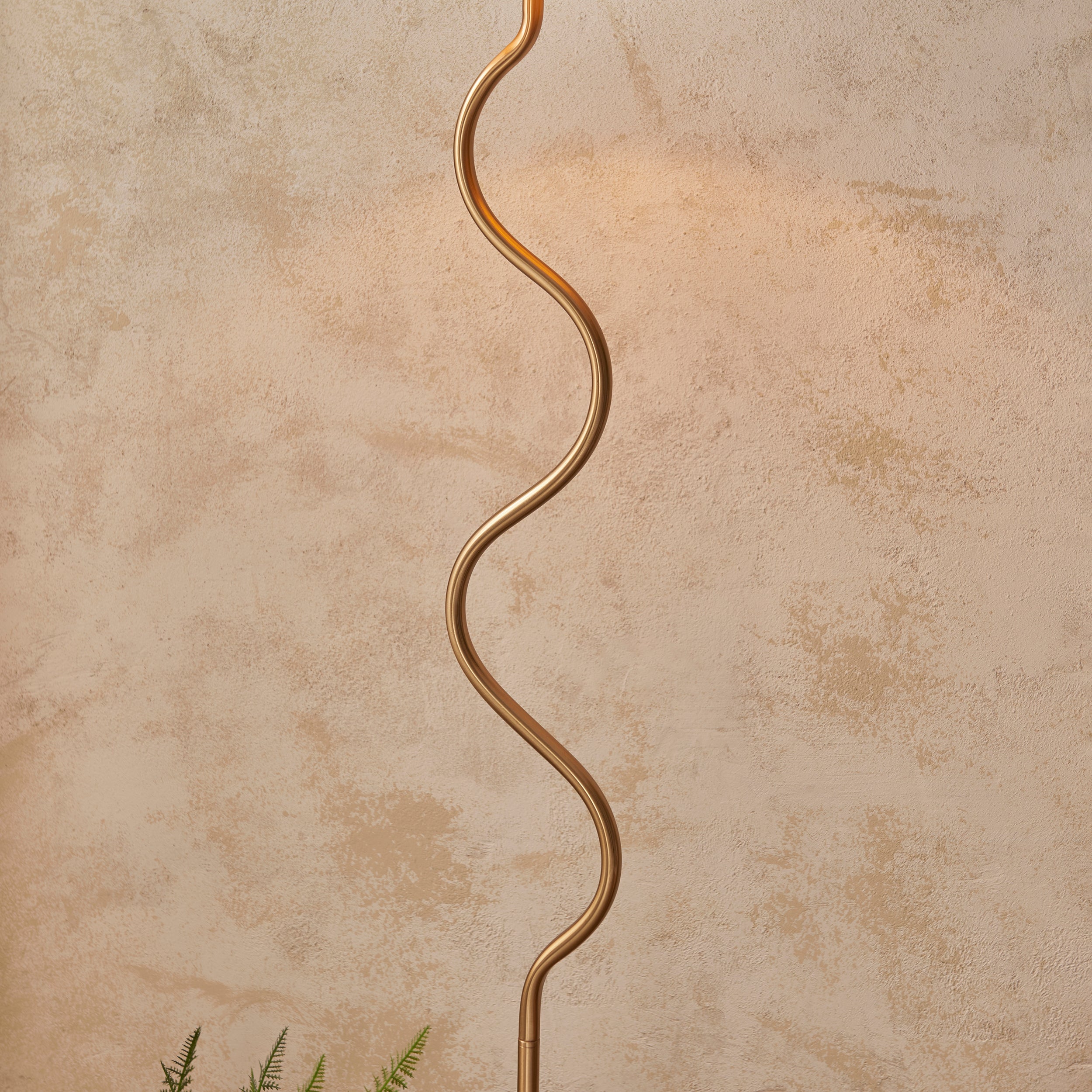 Endon Wriggle Single Light Floor - Brushed Aged Brass Plate & Natural Raffia