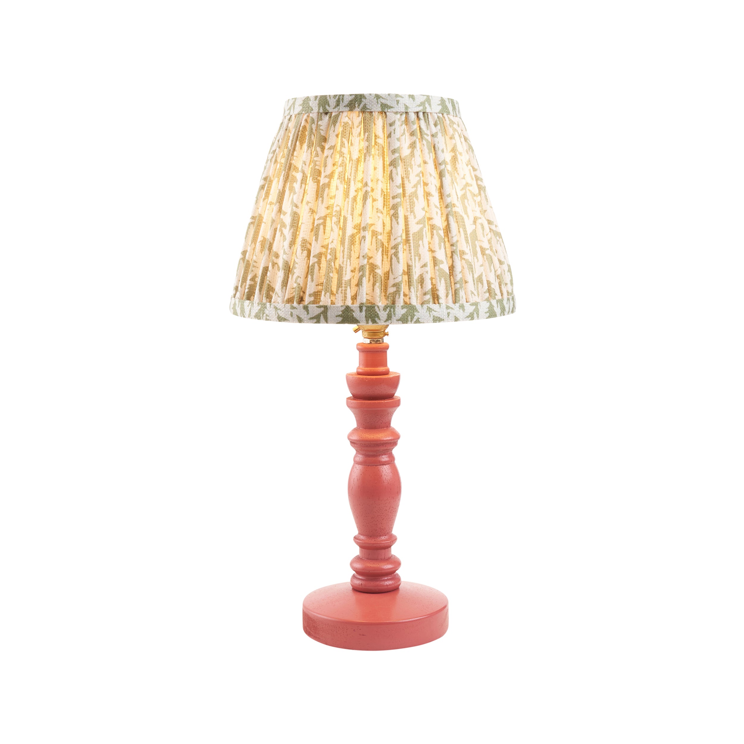 Endon Bibury Satin Pink Clay Table Lamp & Leaf 20cm Herb Garden Green Shade