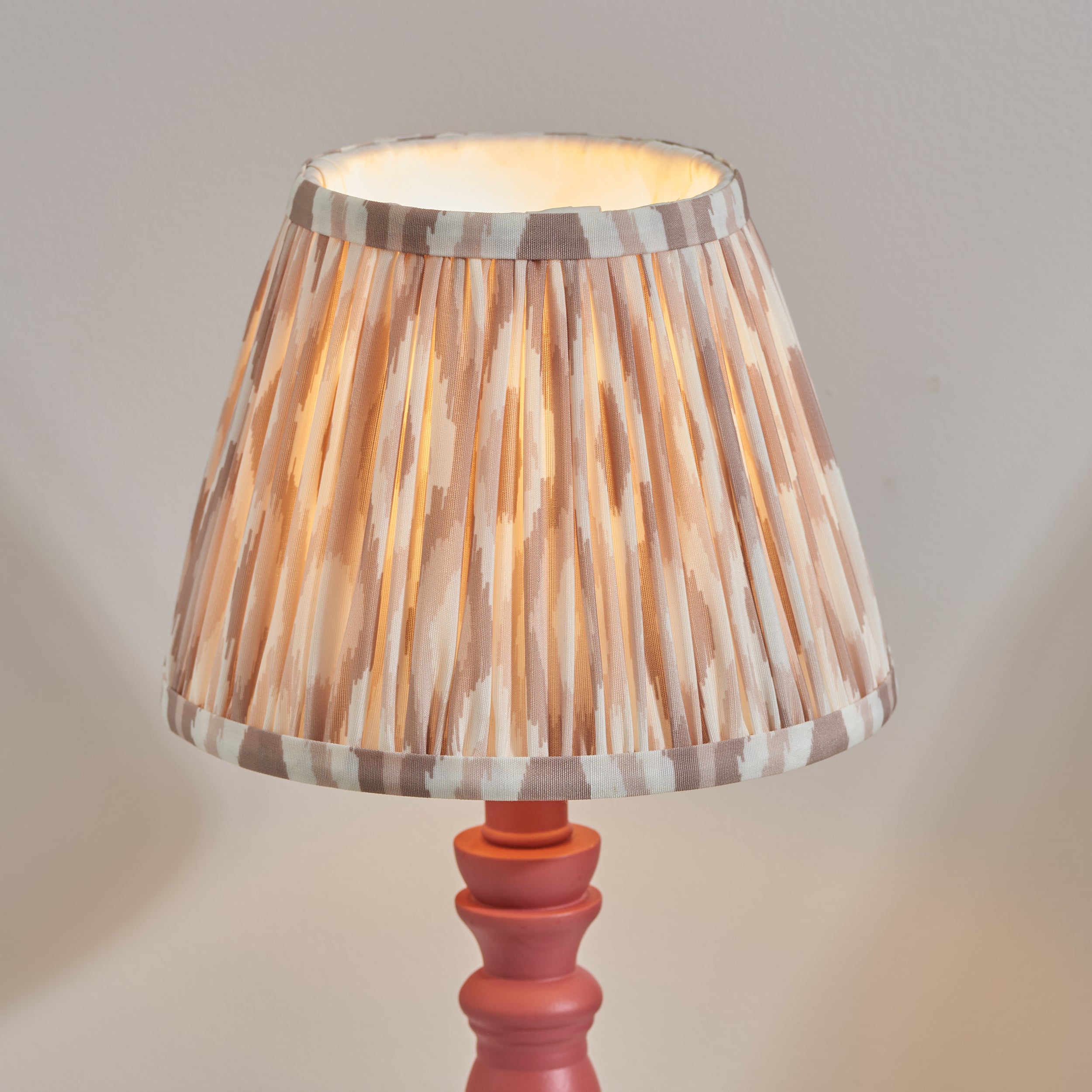 Endon Bibury Satin Pink Clay Table Lamp & Ikat 20cm Neutral Shade