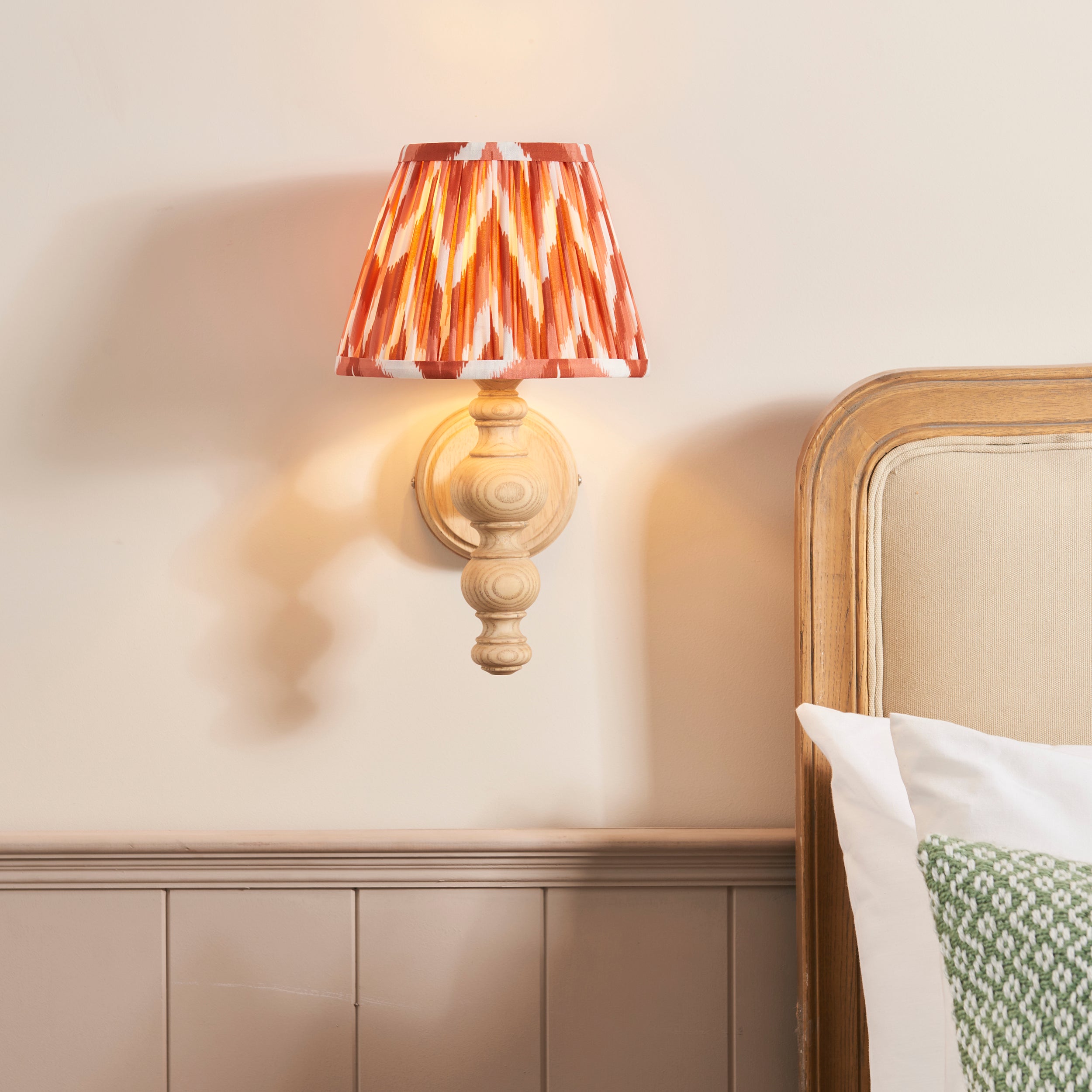 Endon Bibury Wall Light & Zigzag 20cm Apricot Orange Shade