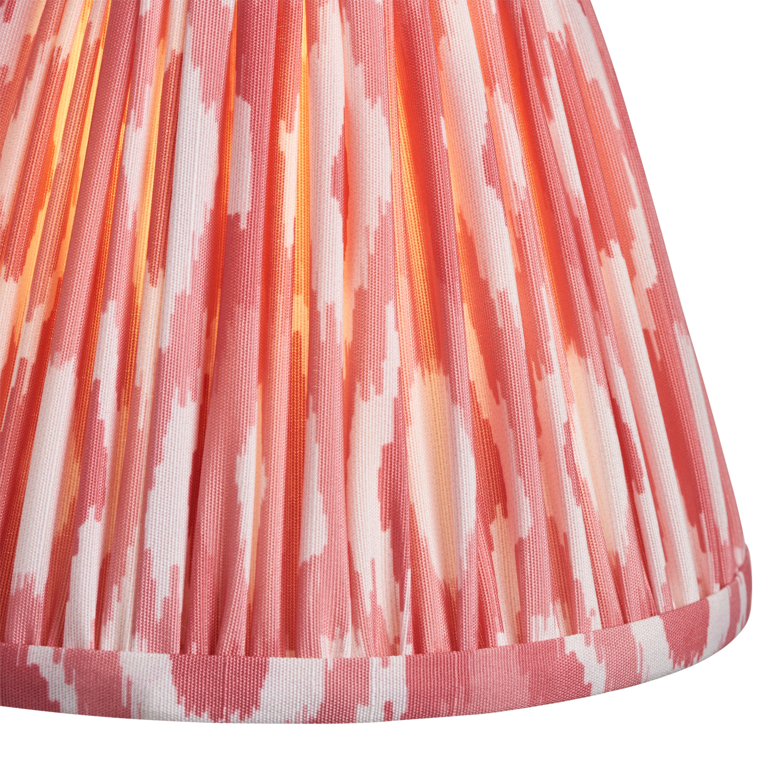 Endon Chester Aged Brass Plate 3 Light Pendant & Ikat 16cm Coral Pink Shade