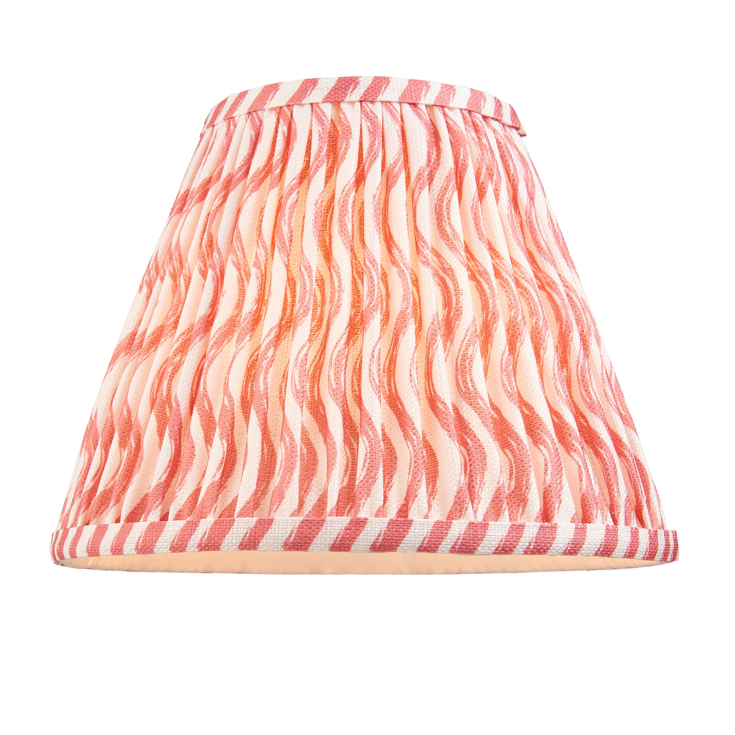 Endon Higgledy Gloss Almond White Table Lamp & Ripple 25cm Coral Pink Shade