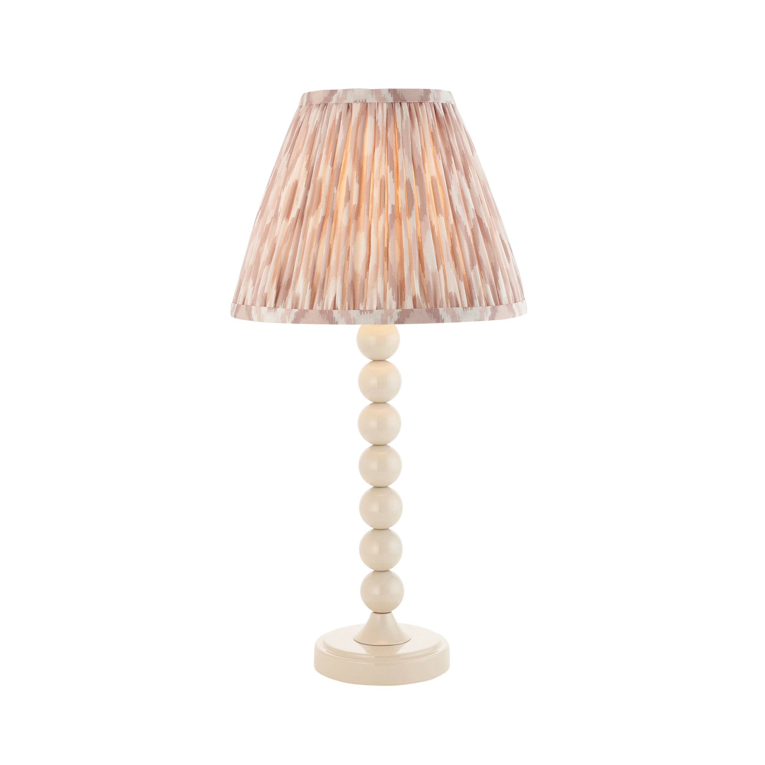 Endon Higgledy Gloss Almond White  Table Lamp & Ikat 25cm Neutral Shade