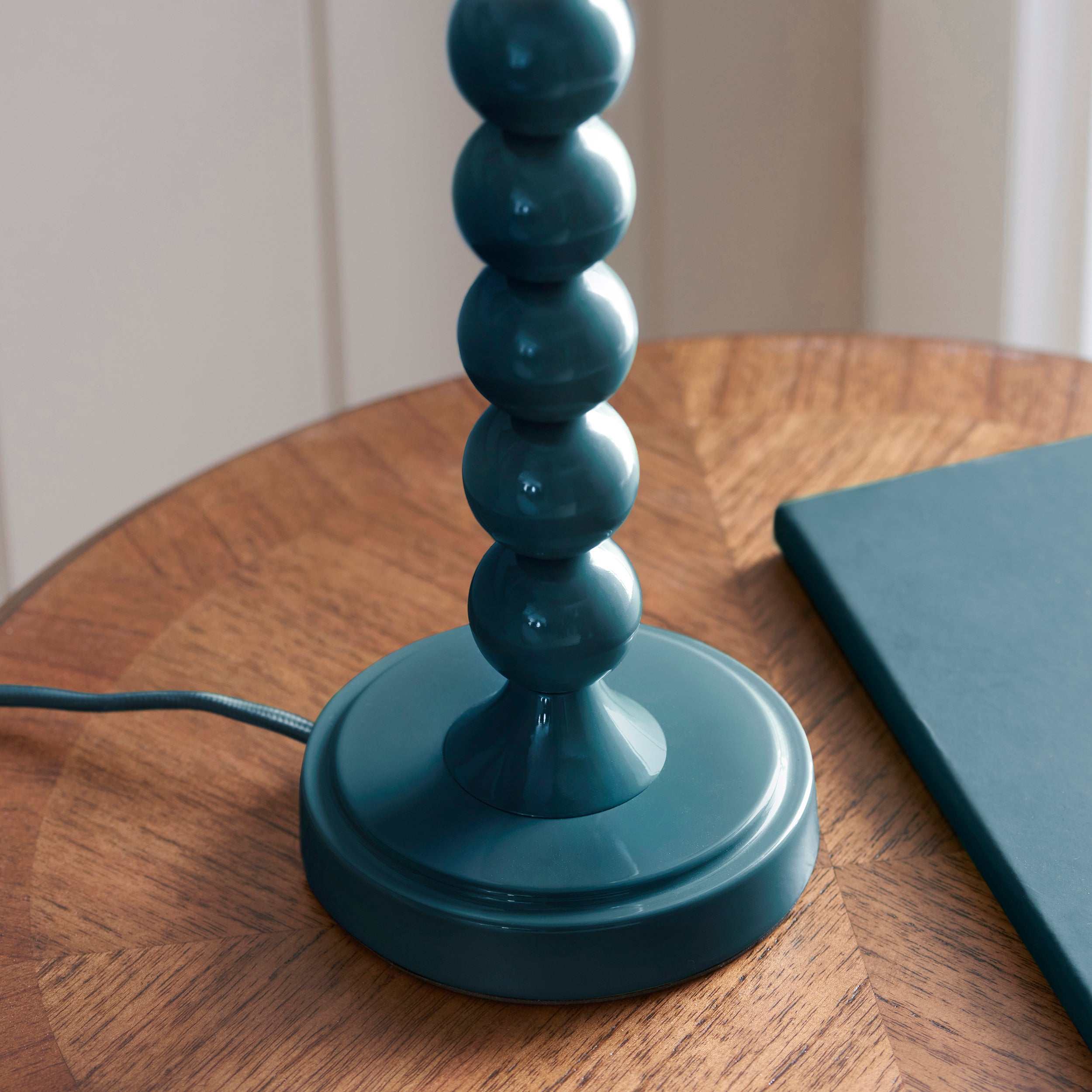 Endon Higgledy Gloss Marlin Blue Table Lamp & Ripple 25cm Marlin Blue Shade