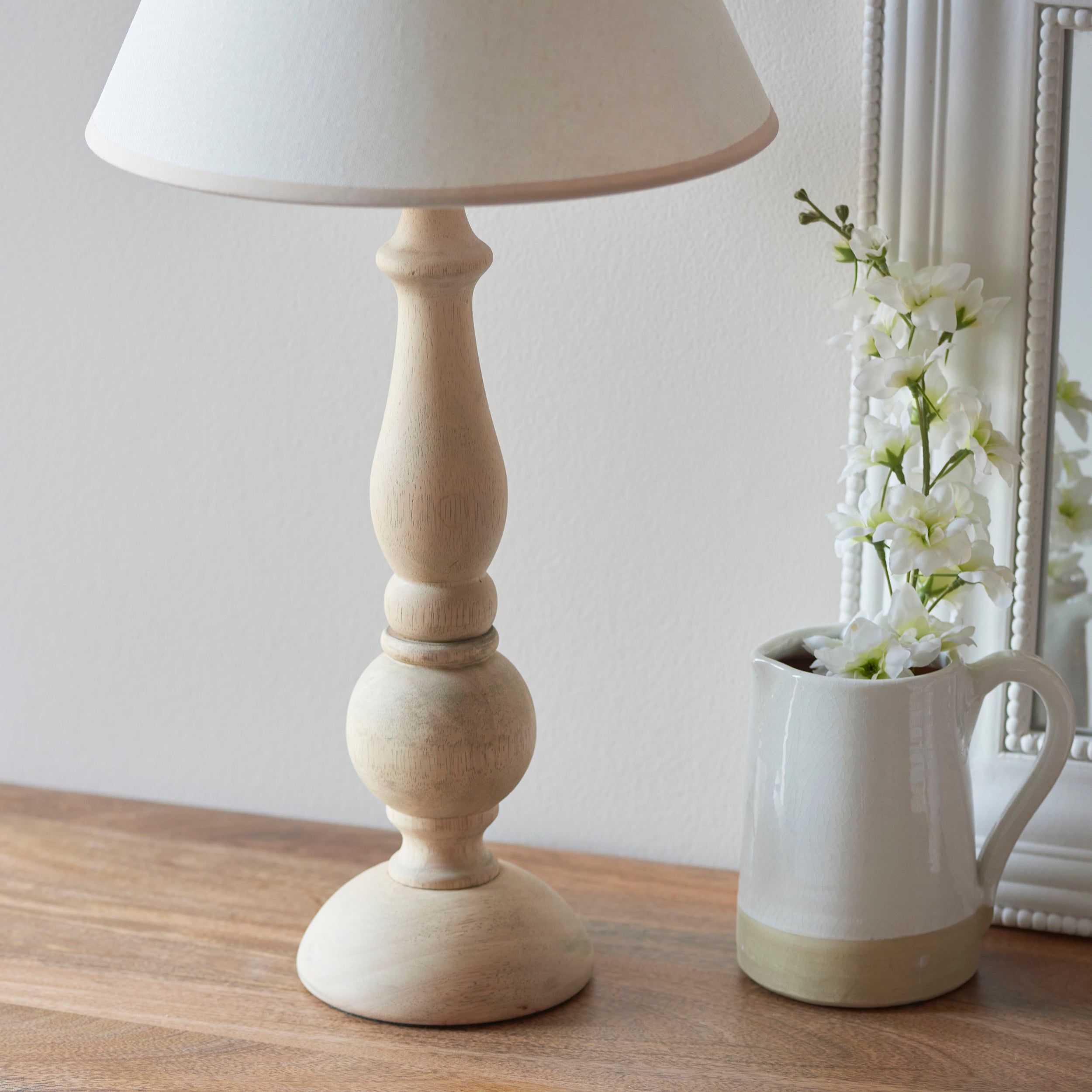 Endon Hidcote Table Lamp & Ivy 30cm Vintage White Shade