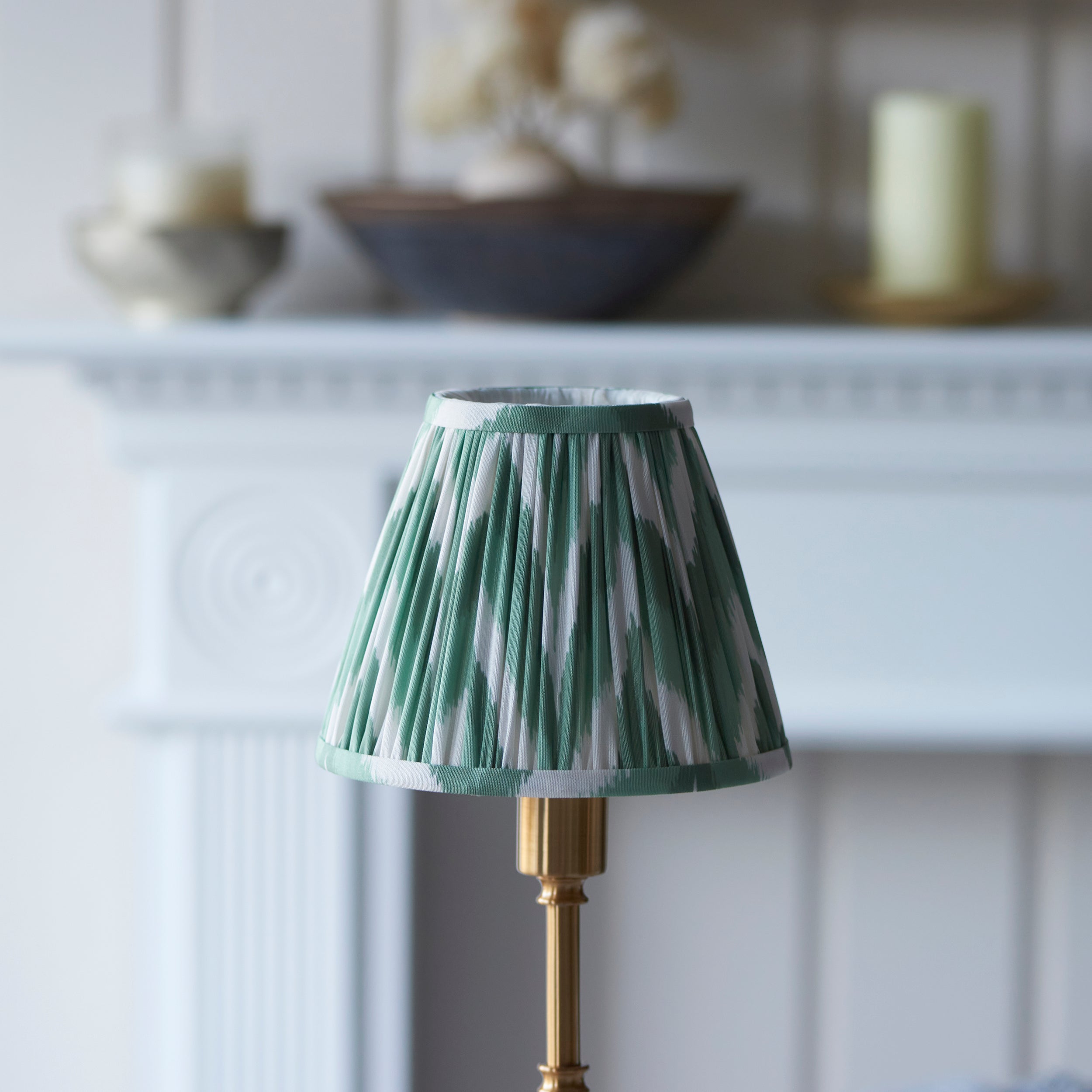Endon Burley Rechargeable Table Lamp & Zigzag 16cm Cotswold Green Shade
