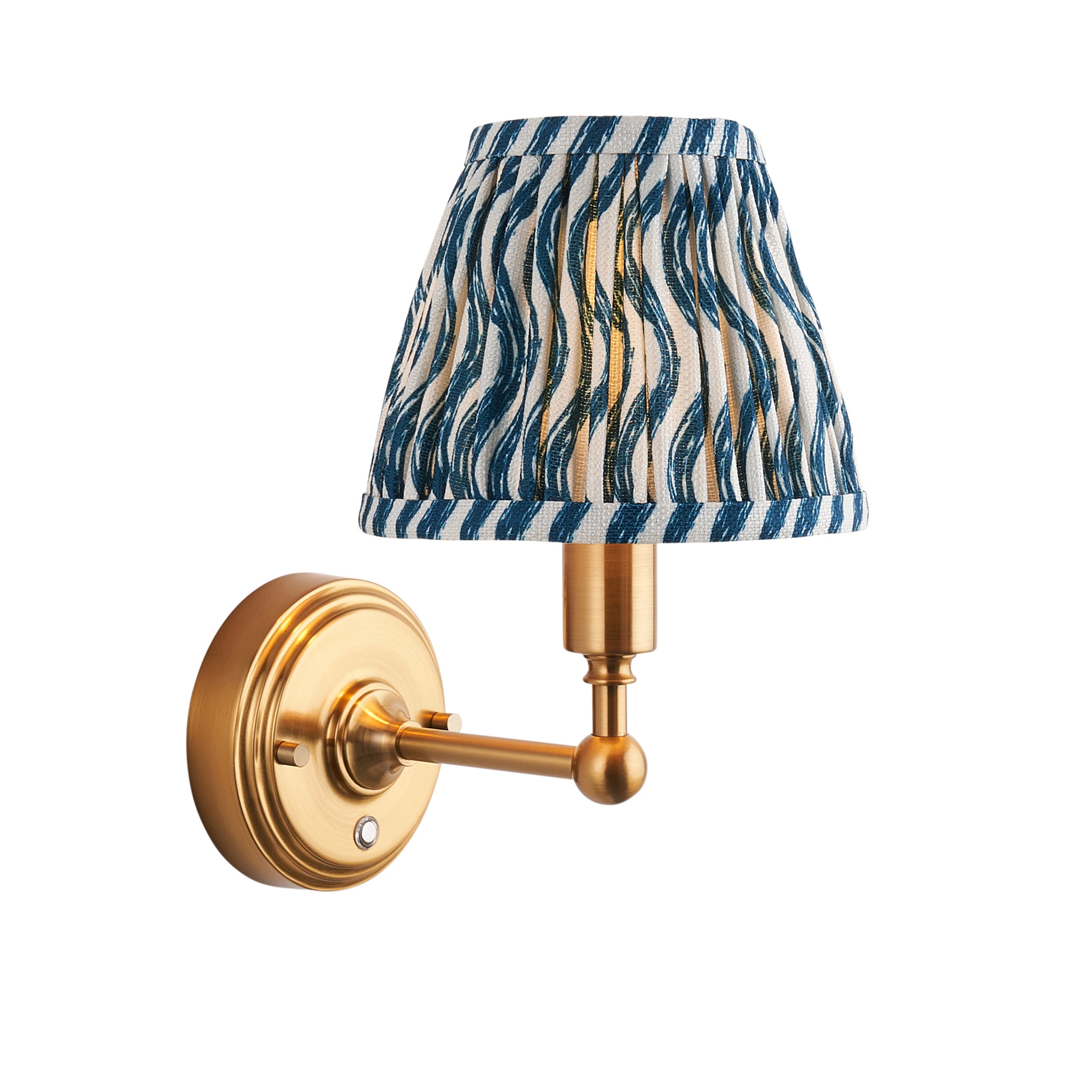Endon Burley Rechargeable Wall Light & Ripple 16cm Marlin Blue Shade