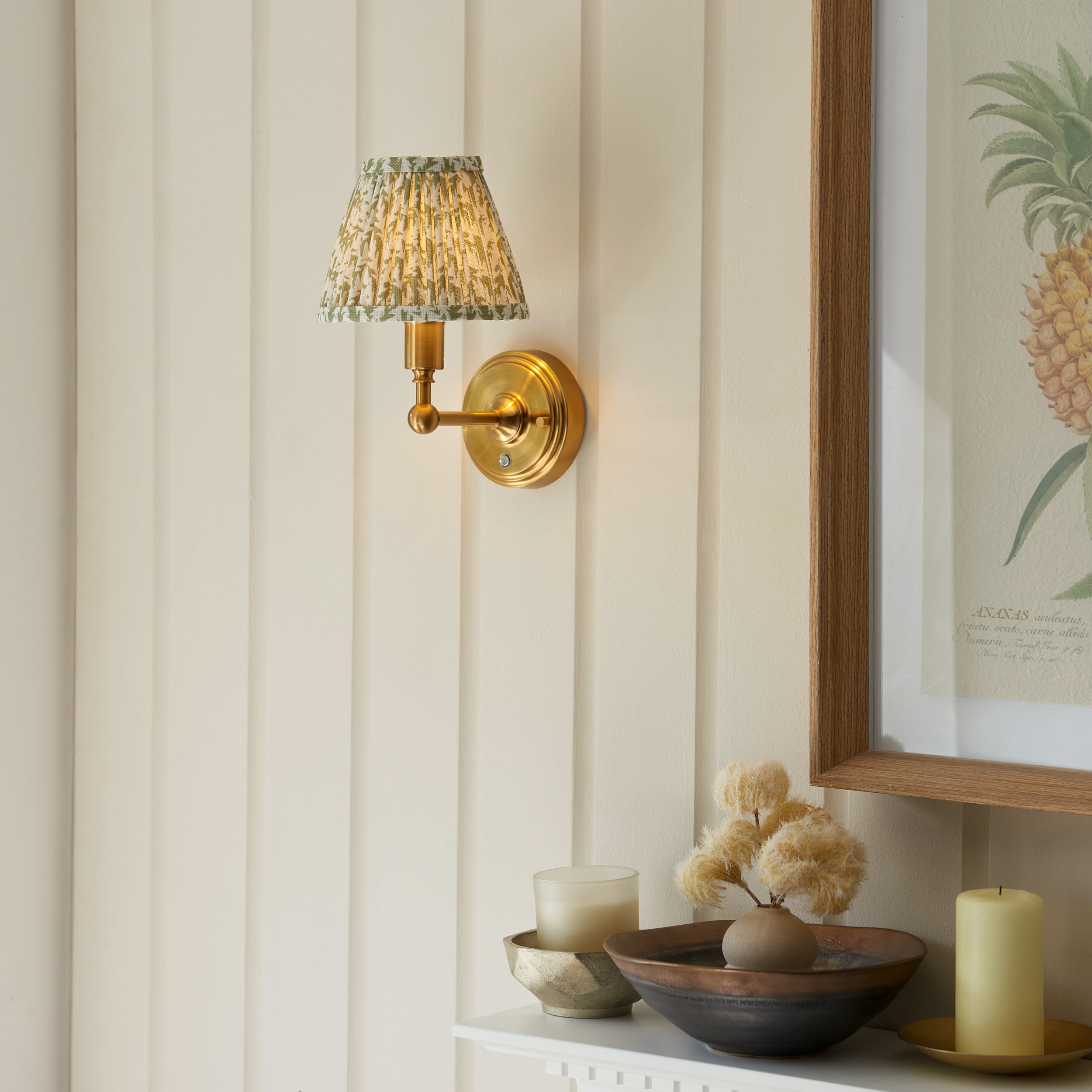 Endon Burley Rechargeable Wall Light & Leaf 16cm Herb Garden Green Shade