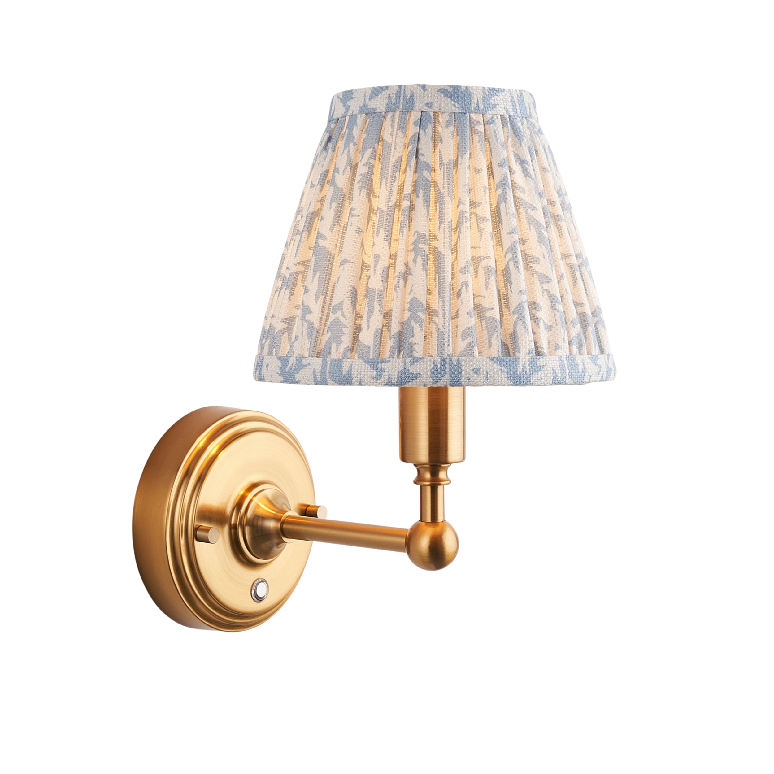 Endon Burley Rechargeable Wall Light & Leaf 16cm Shell Bay Blue Shade