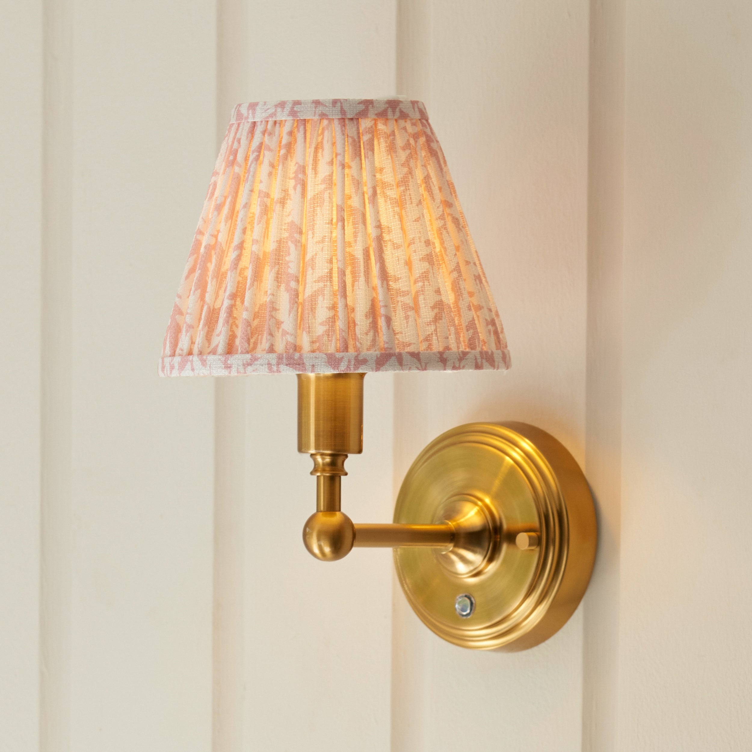 Endon Burley Rechargeable Wall Light & Leaf 16cm Peachy Keen Shade