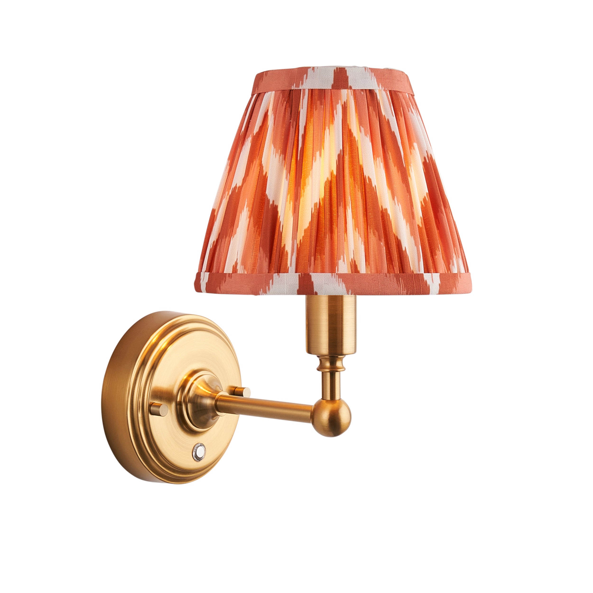 Endon Burley Rechargeable Wall Light & Zigzag 16cm Apricot Orange Shade